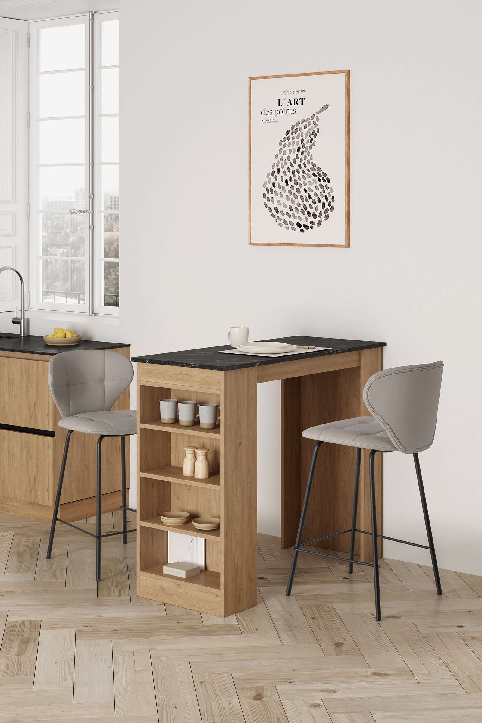 TABURETE MAURA BEIGE 2P/CAJA - Imagen 2