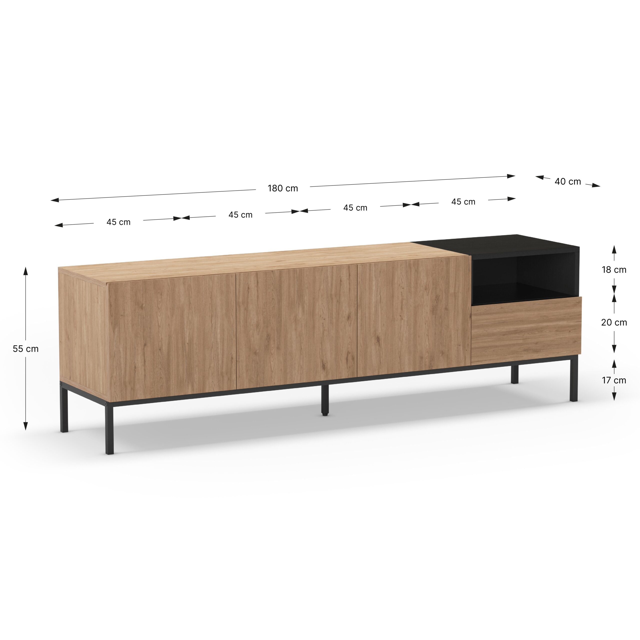 MUEBLE TV CAILIN 3P1C1H 180CM SEPET/NEGRO - Imagen 5