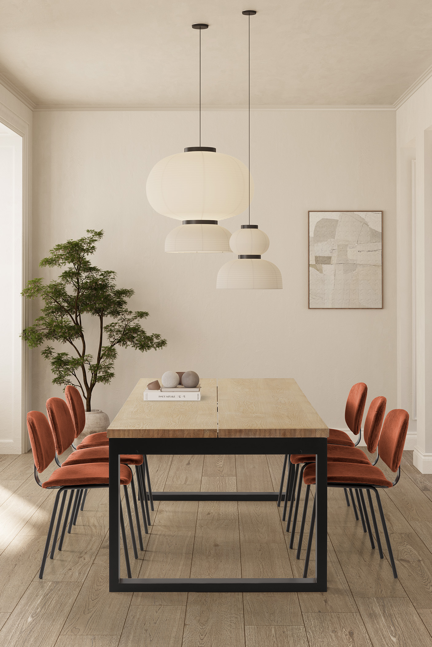 MESA RECT. RINA 220CM ROBLE PIE NEGRO - Imagen 3