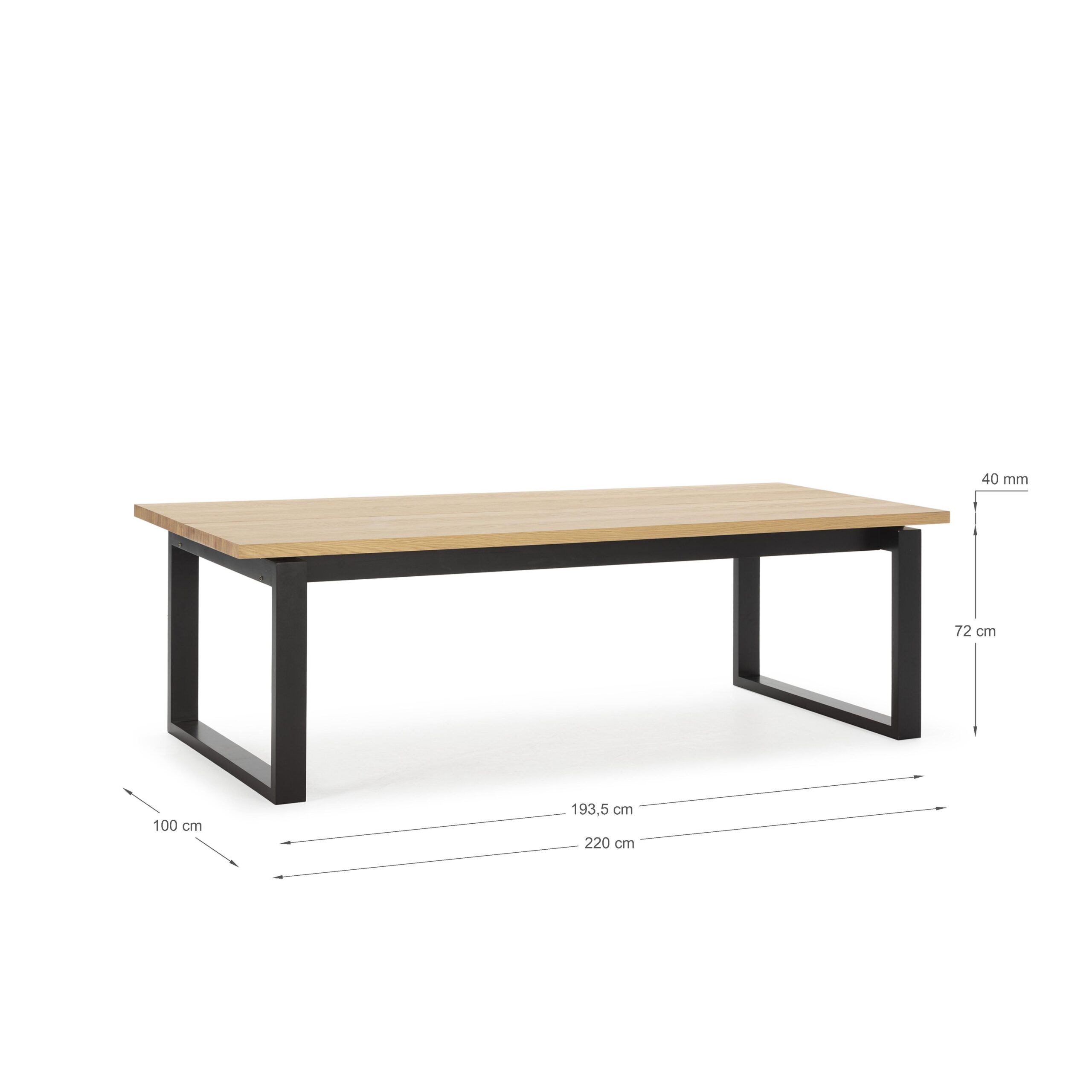 MESA RECT. RINA 220CM ROBLE PIE NEGRO - Imagen 4