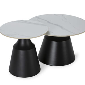 SET 2 MESAS CENTRO RED. RILEY BLANCO BRILLO PATAS