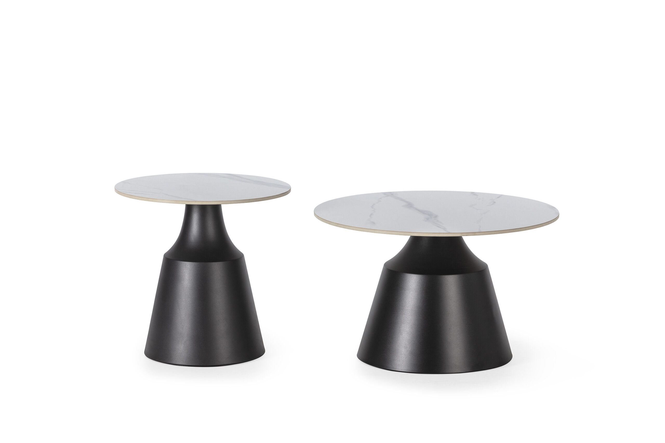 SET 2 MESAS CENTRO RED. RILEY BLANCO BRILLO PATAS - Imagen 5