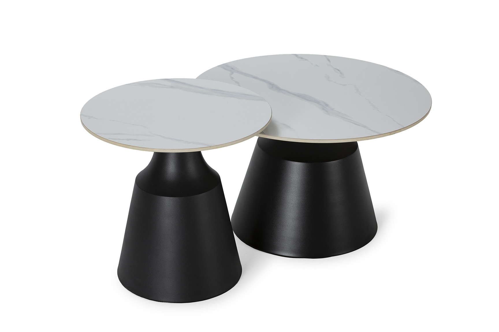 SET 2 MESAS CENTRO RED. RILEY BLANCO BRILLO PATAS