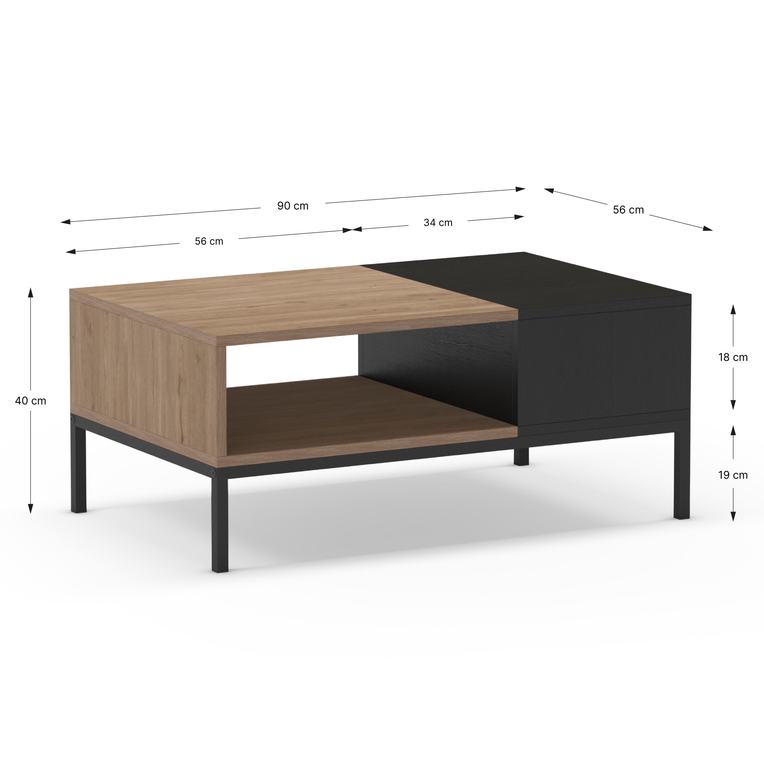 MESA CENTRO CAILIN 2H SEPET/NEGRO PATA METAL - Imagen 3