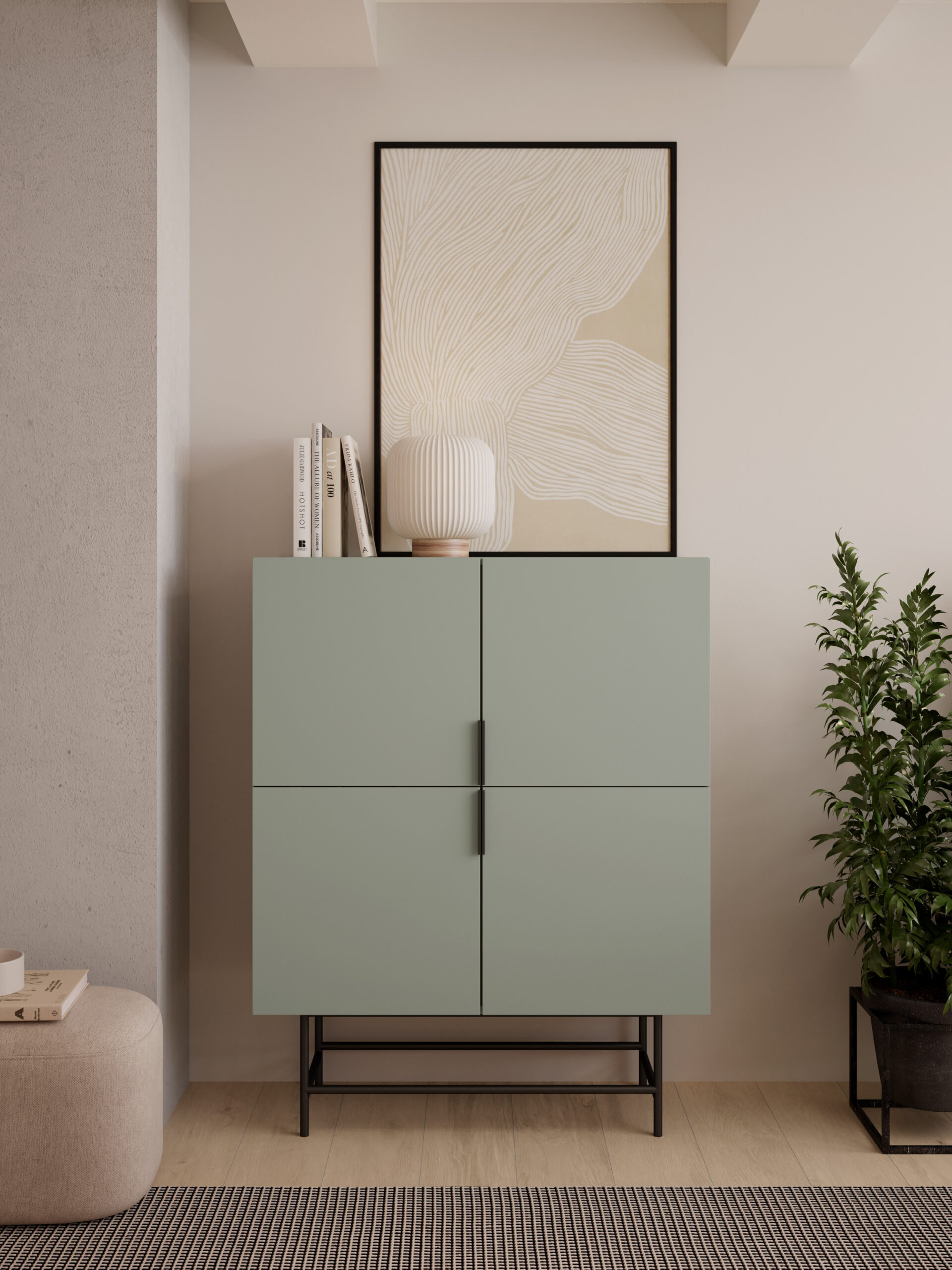 MUEBL.AUX. ALTO ELDIA 4P VERDE PATA METAL - Imagen 3