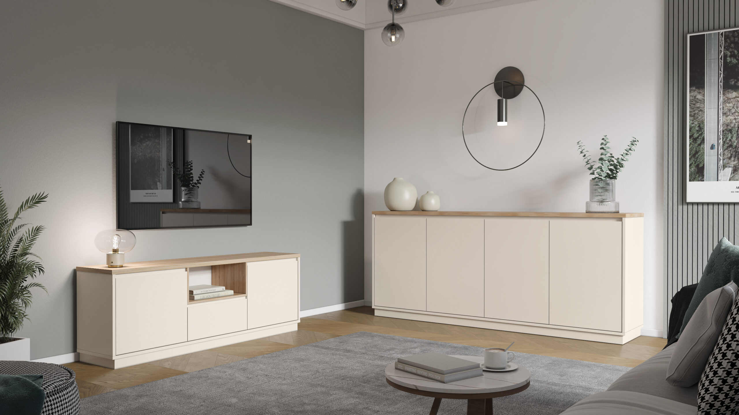 APARADOR LORETA 4P VISON/ROBLE - Imagen 3