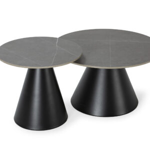 SET 2 MESAS CENTRO RED. LOUNA GRIS PATAS METAL NEG