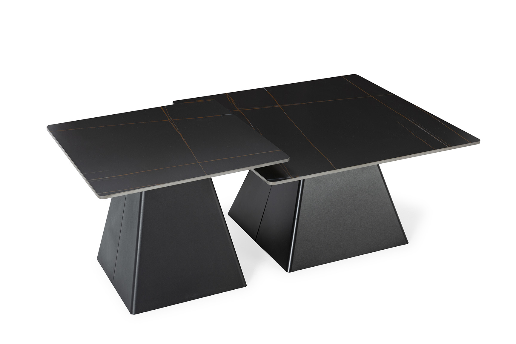 SET 2 MESAS CENTRO CUAD. MERVE NEGRO PATAS METAL N - Imagen 5