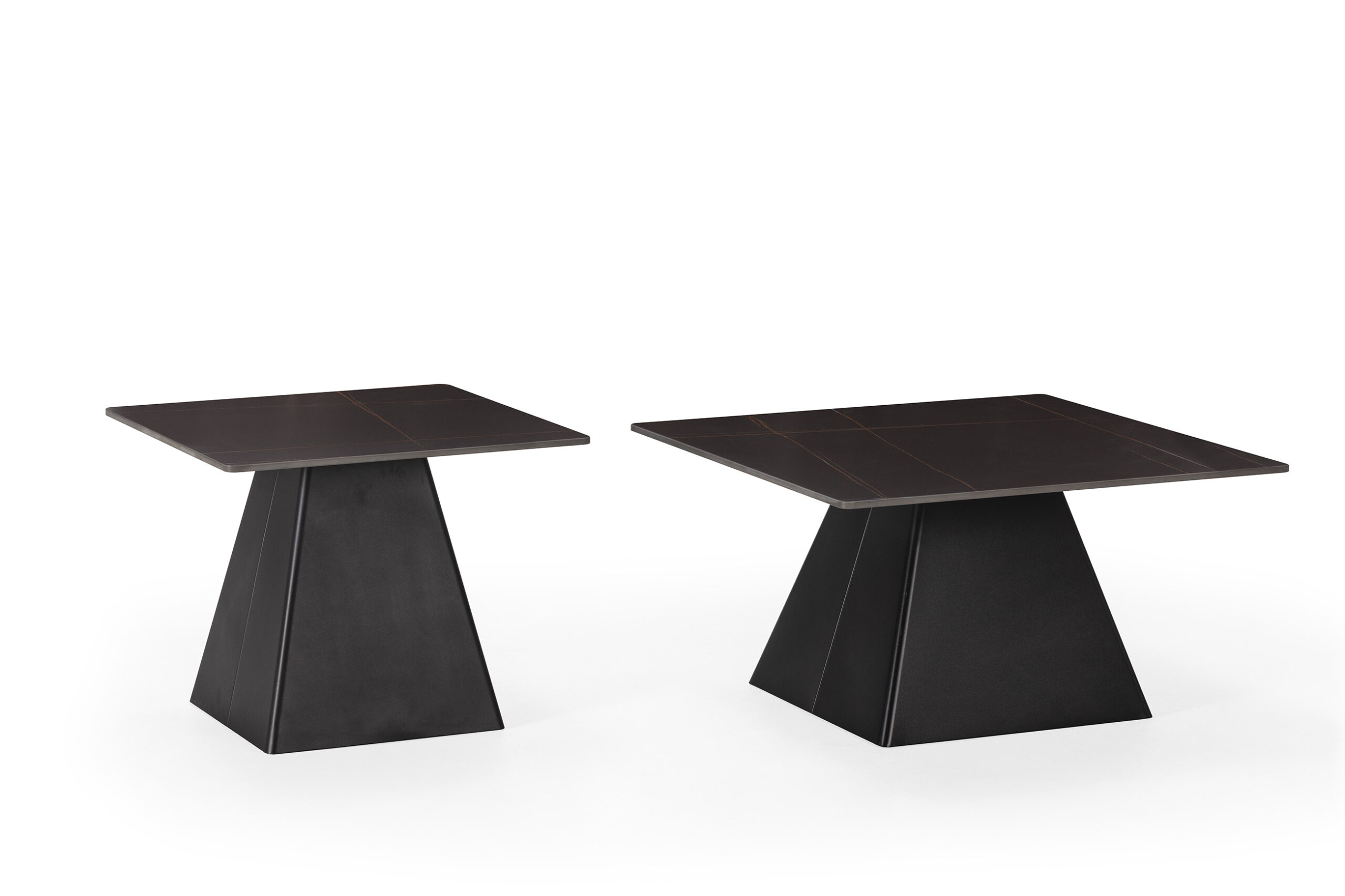 SET 2 MESAS CENTRO CUAD. MERVE NEGRO PATAS METAL N