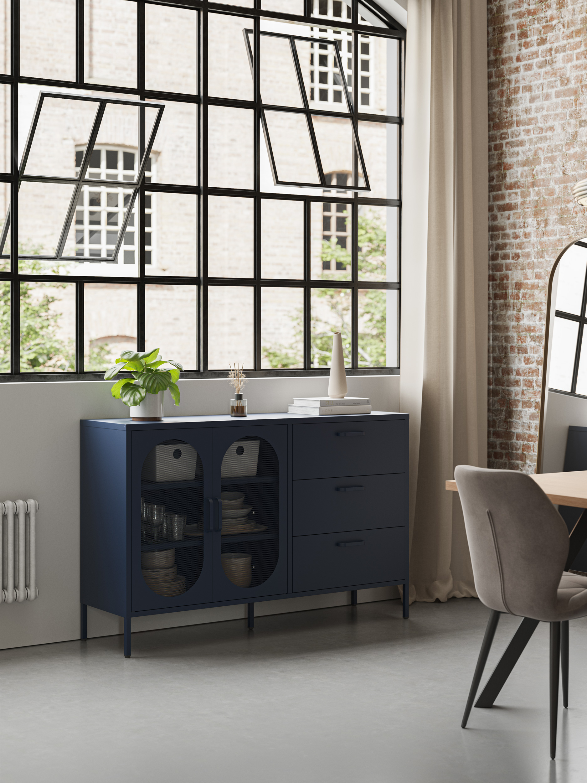 APARADOR DIORA 2P3C 140CM AZUL - Imagen 4