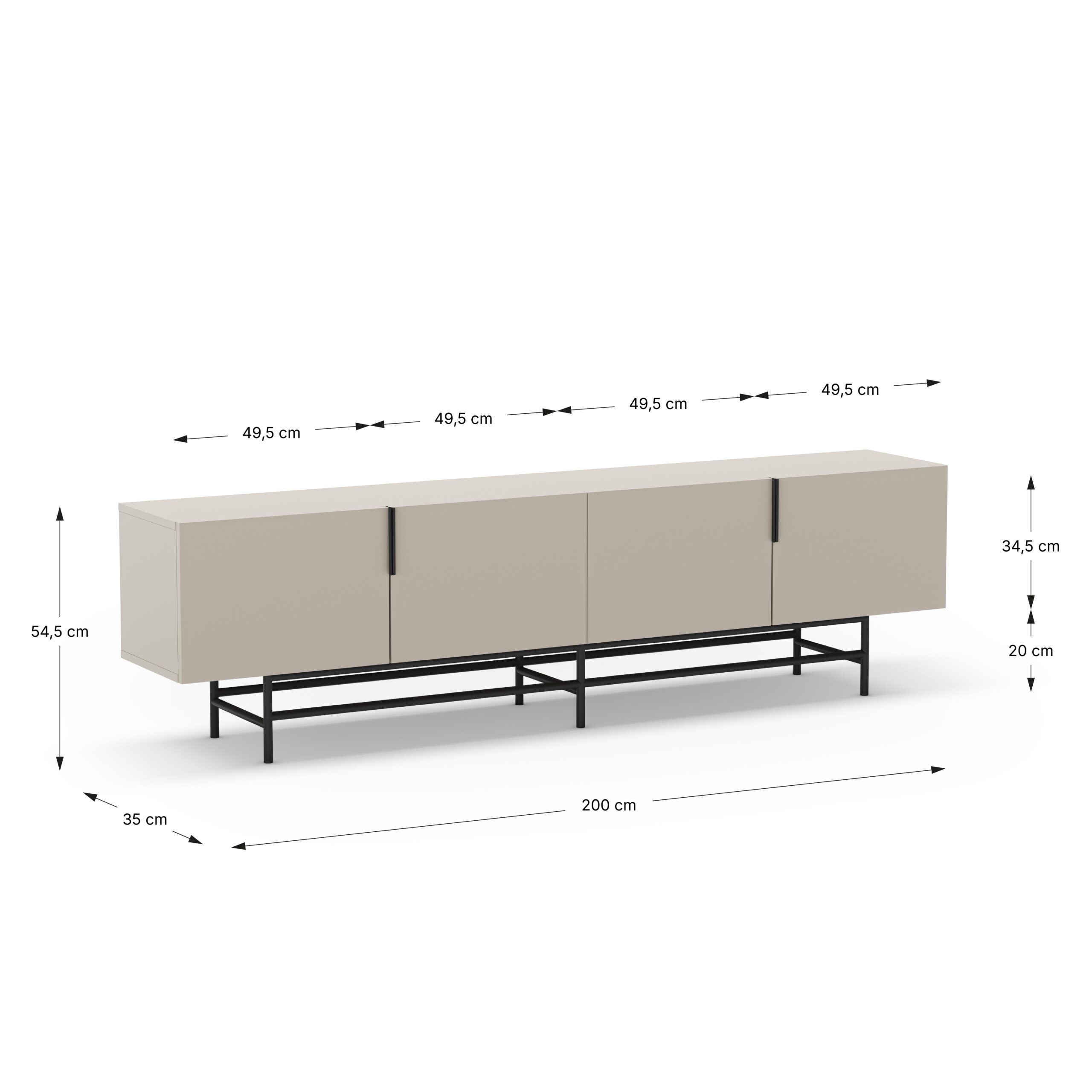 MUEBLE TV ELDIA 4P 200CM CREMA PATA METAL - Imagen 4