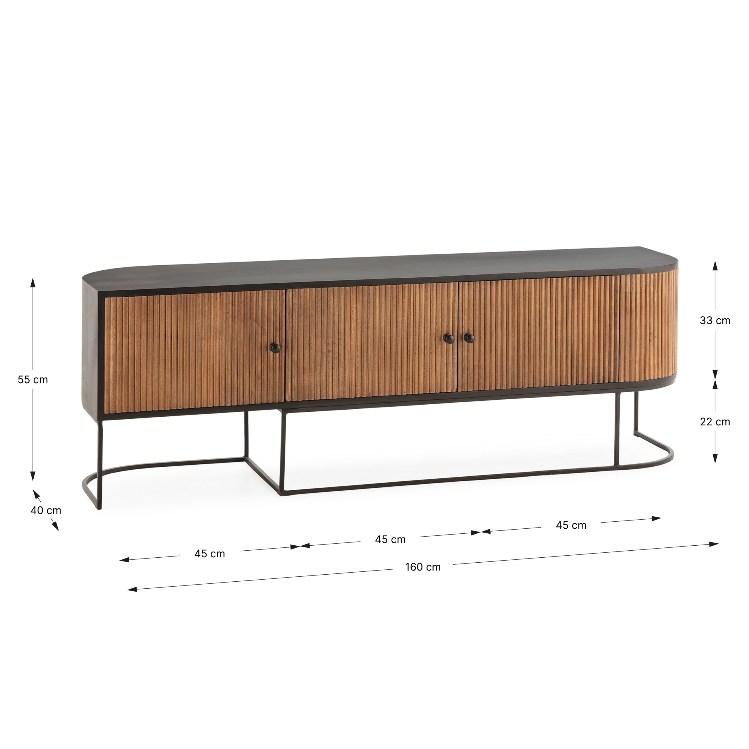 MUEBLE TV CURVE 3P 160CM MADERA MANGO PATA METAL - Imagen 5