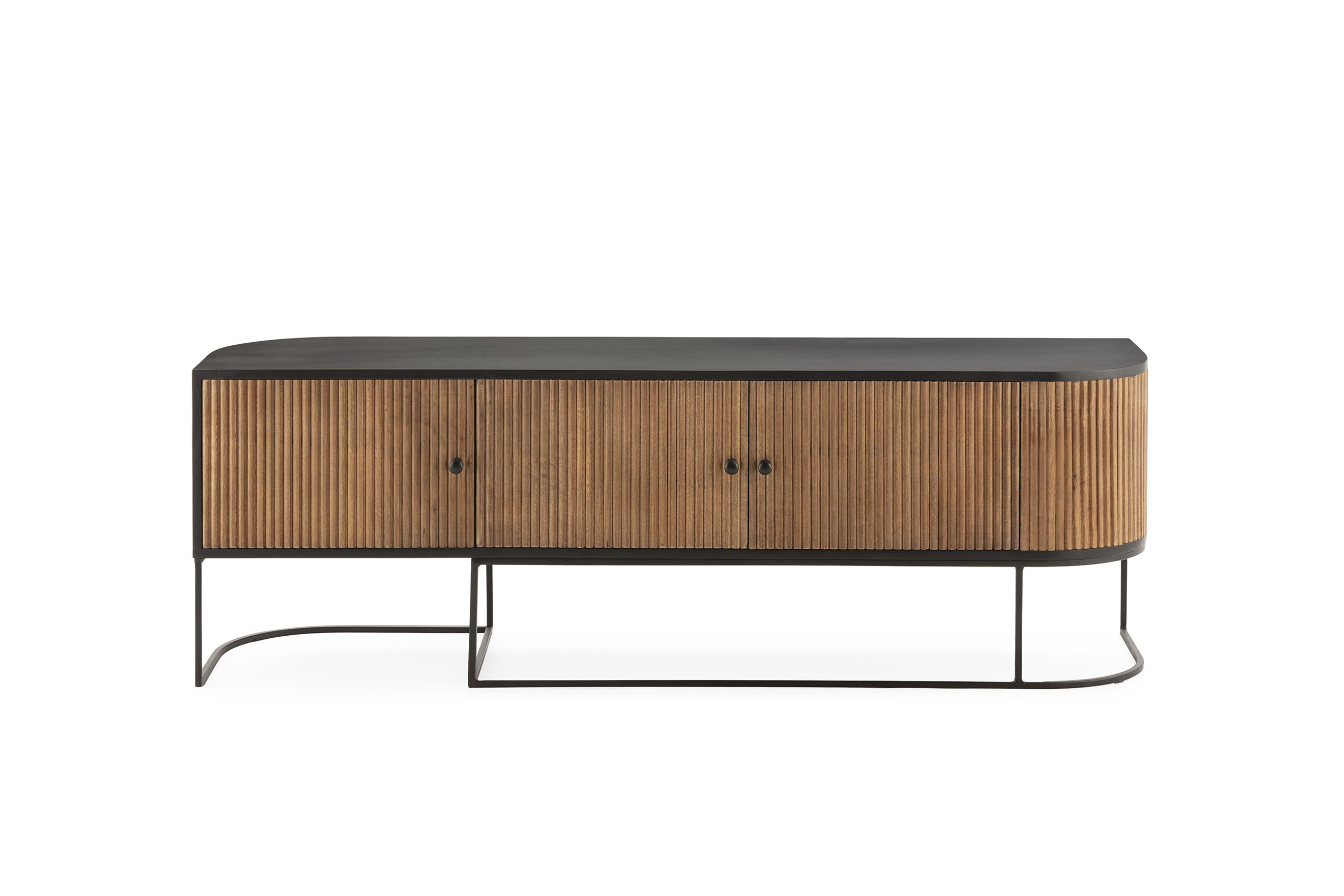 MUEBLE TV CURVE 3P 160CM MADERA MANGO PATA METAL - Imagen 7