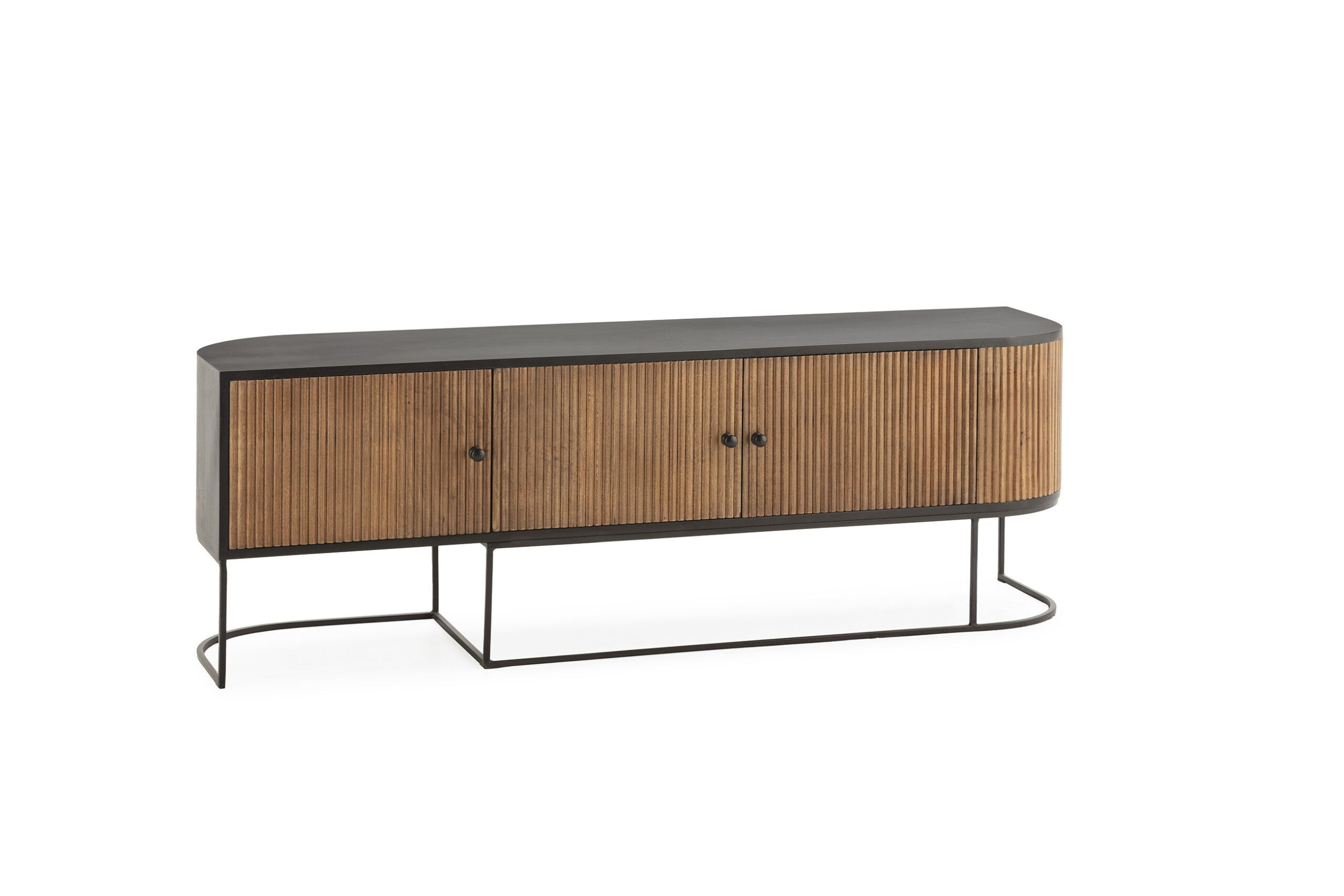 MUEBLE TV CURVE 3P 160CM MADERA MANGO PATA METAL - Imagen 8