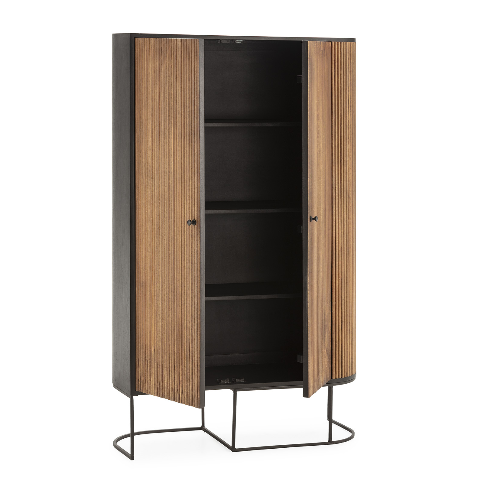 MUEBL.AUX. ALTO CURVE 2P MADERA MANGO PATA METAL - Imagen 3