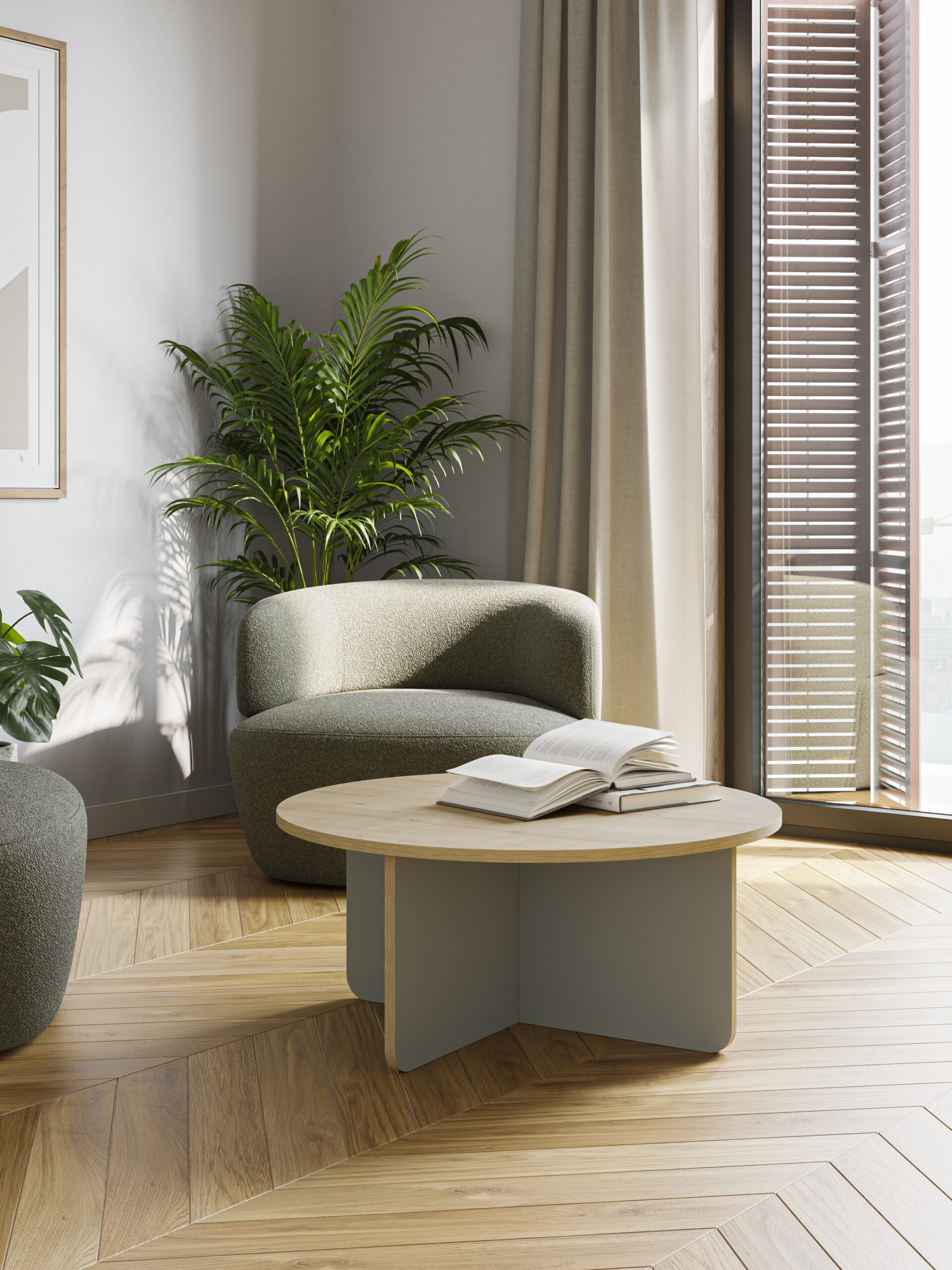 MESA CENTRO RED. HILLARY 80CM RO/PATA VERDE C.ROBL - Imagen 3