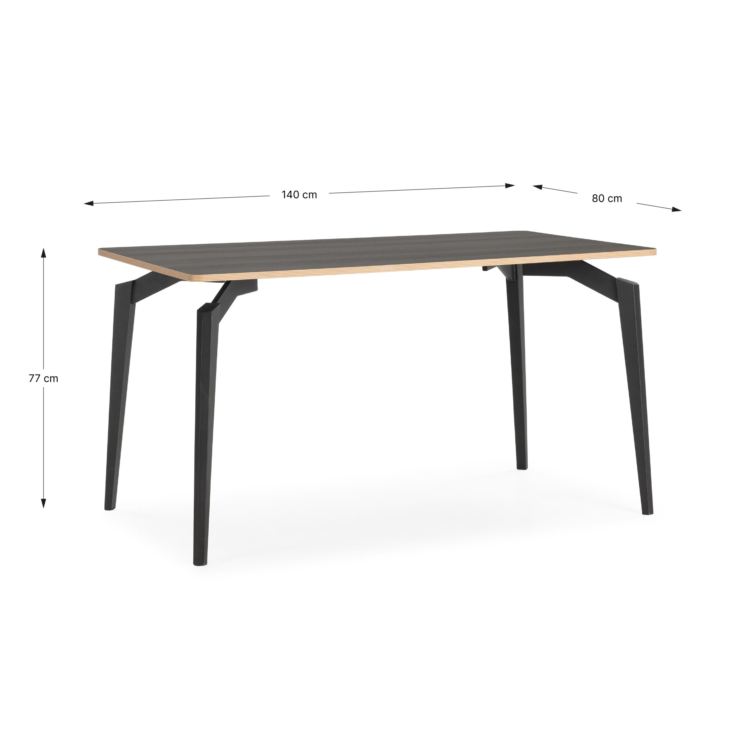 MESA RECT. DENIA 140CM NEGRO CANTO CONTRACHAPADO - Imagen 3