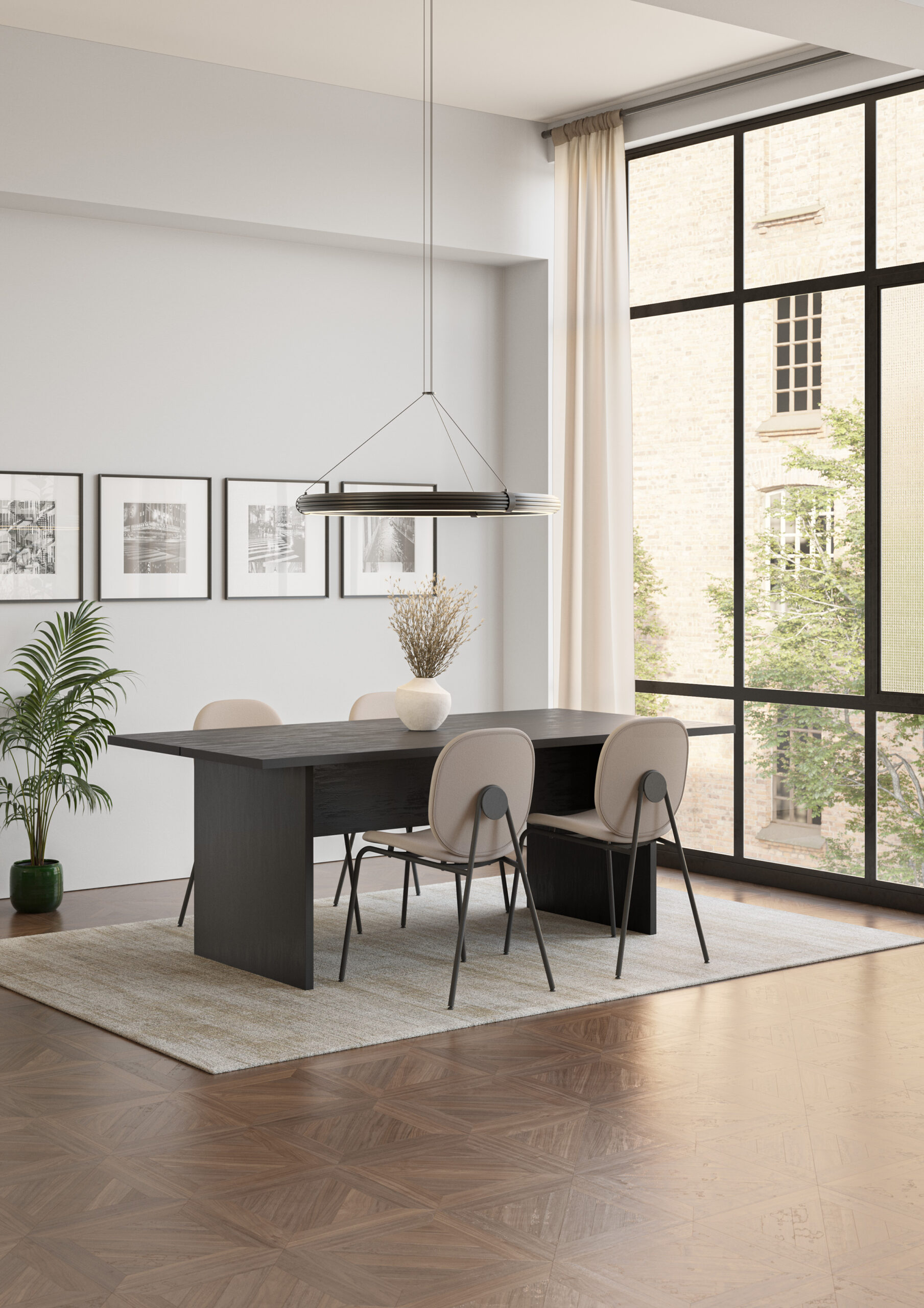 MESA RECT. LOANA 200CM NEGRO TRV - Imagen 2