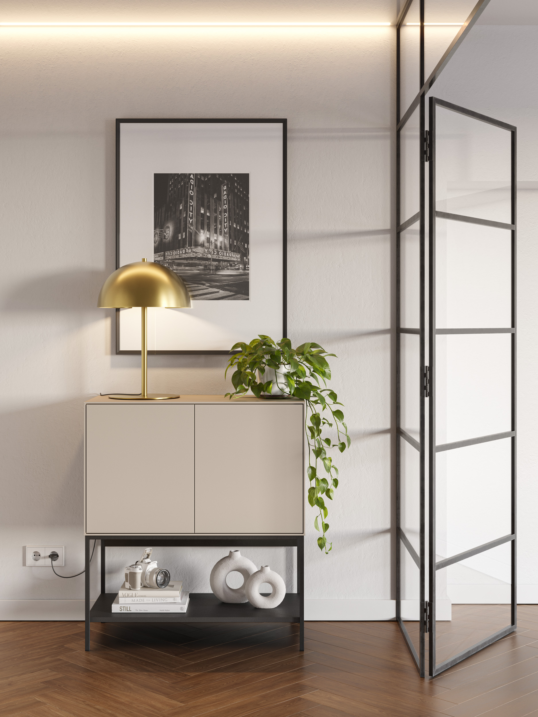 MUEBLE AUX. AMIRA 2P CREMA/NEGRO - Imagen 3