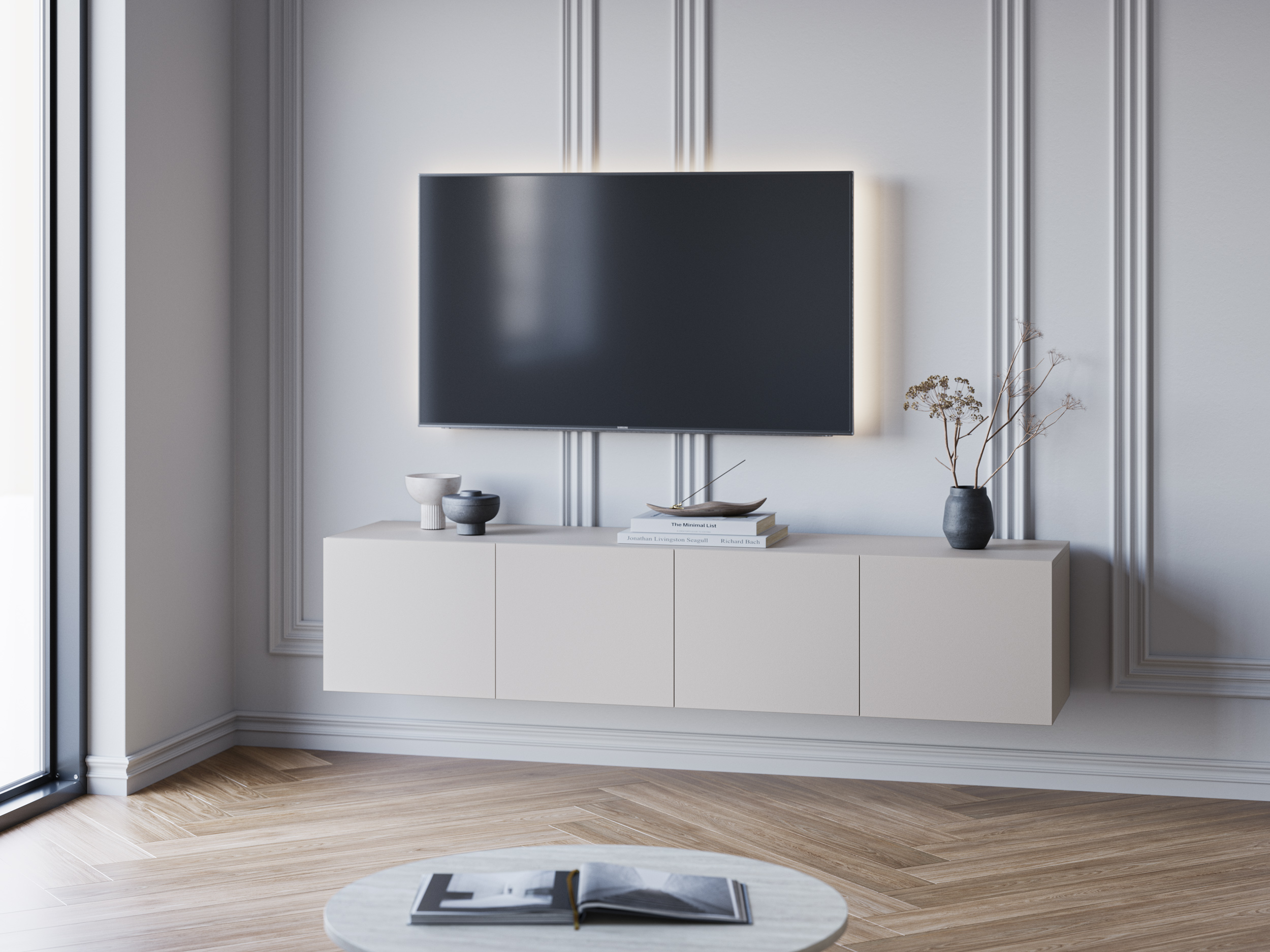 MUEBLE TV DAROCA 4P 180CM CREMA - Imagen 3