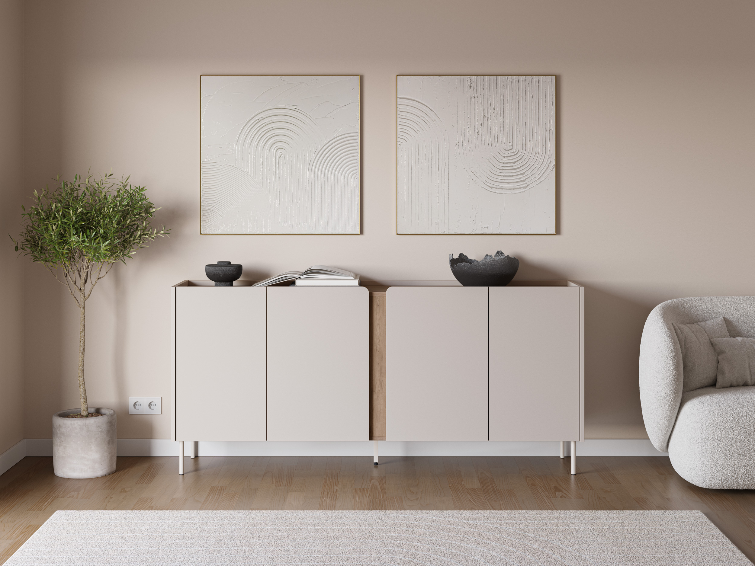 APARADOR LUCILE 4P 180CM CREMA/SEPET - Imagen 3