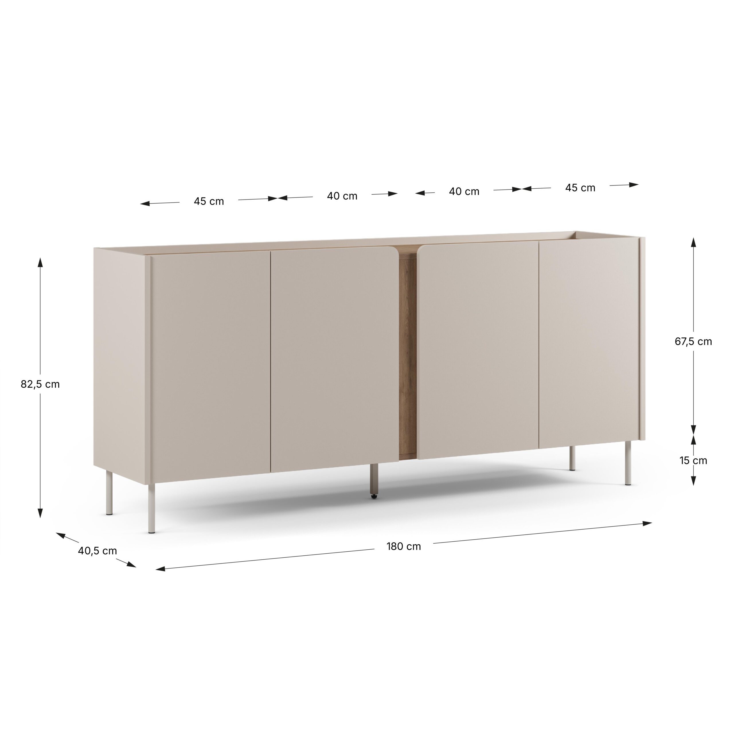 APARADOR LUCILE 4P 180CM CREMA/SEPET - Imagen 4