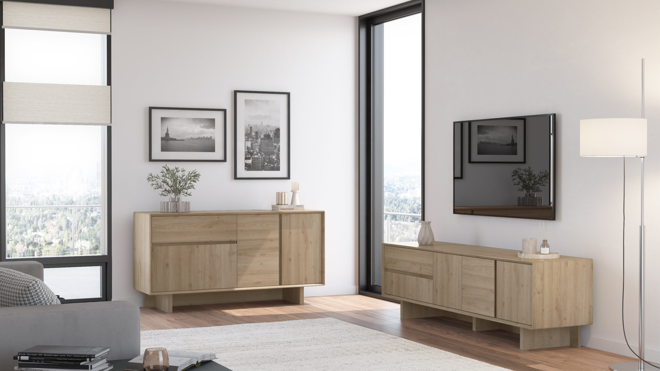 MUEBLE TV CARPI 3P2C 180CM ROBLE CADIZ - Imagen 4