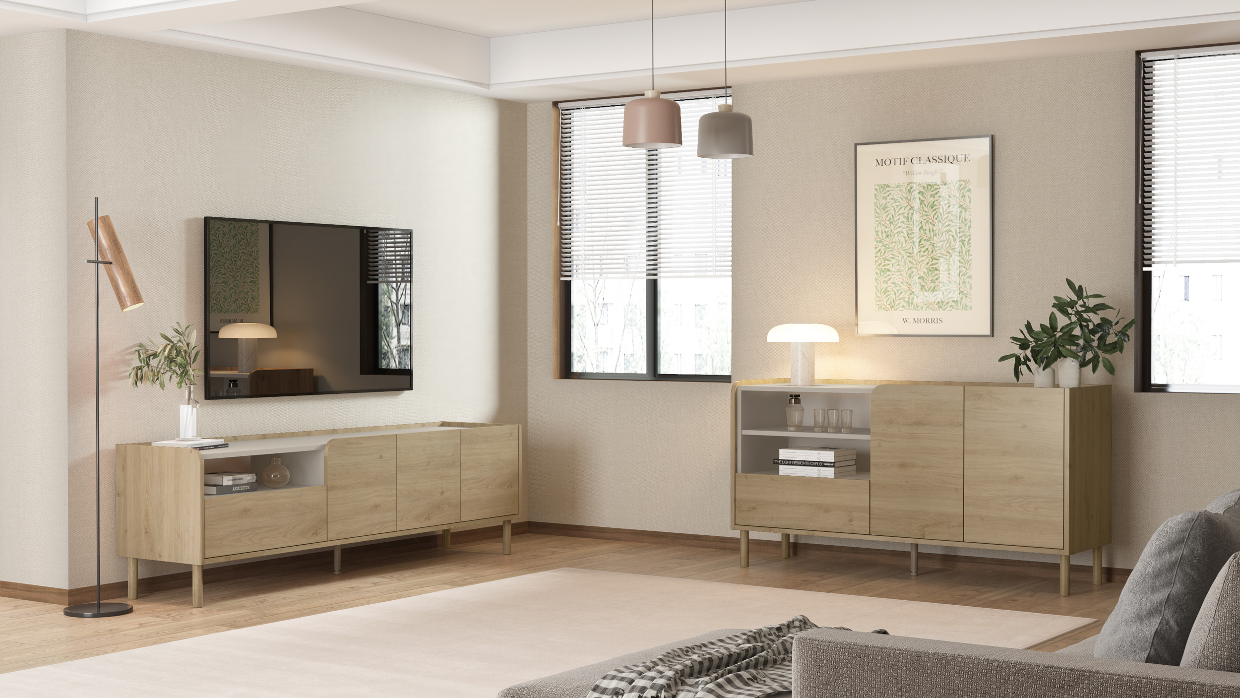 APARADOR MONZA 2P2H1C ROBLE CADIZ/VISON - Imagen 4