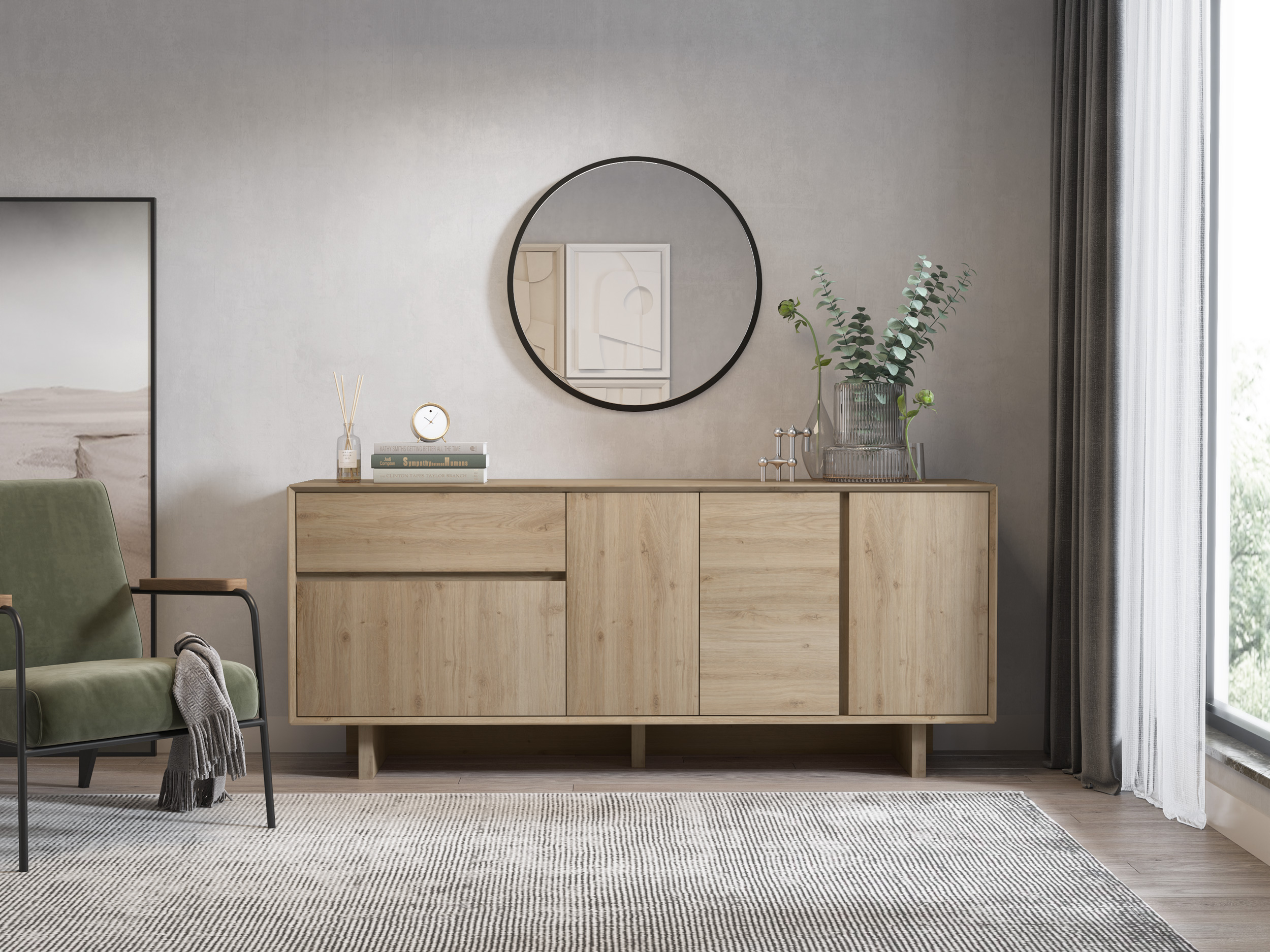 APARADOR CARPI 4P1C 180CM ROBLE CADIZ - Imagen 4