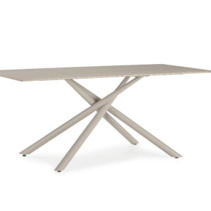 MESA RECT. TORI 180CM CERAMICA BEIGE PIE CREMA