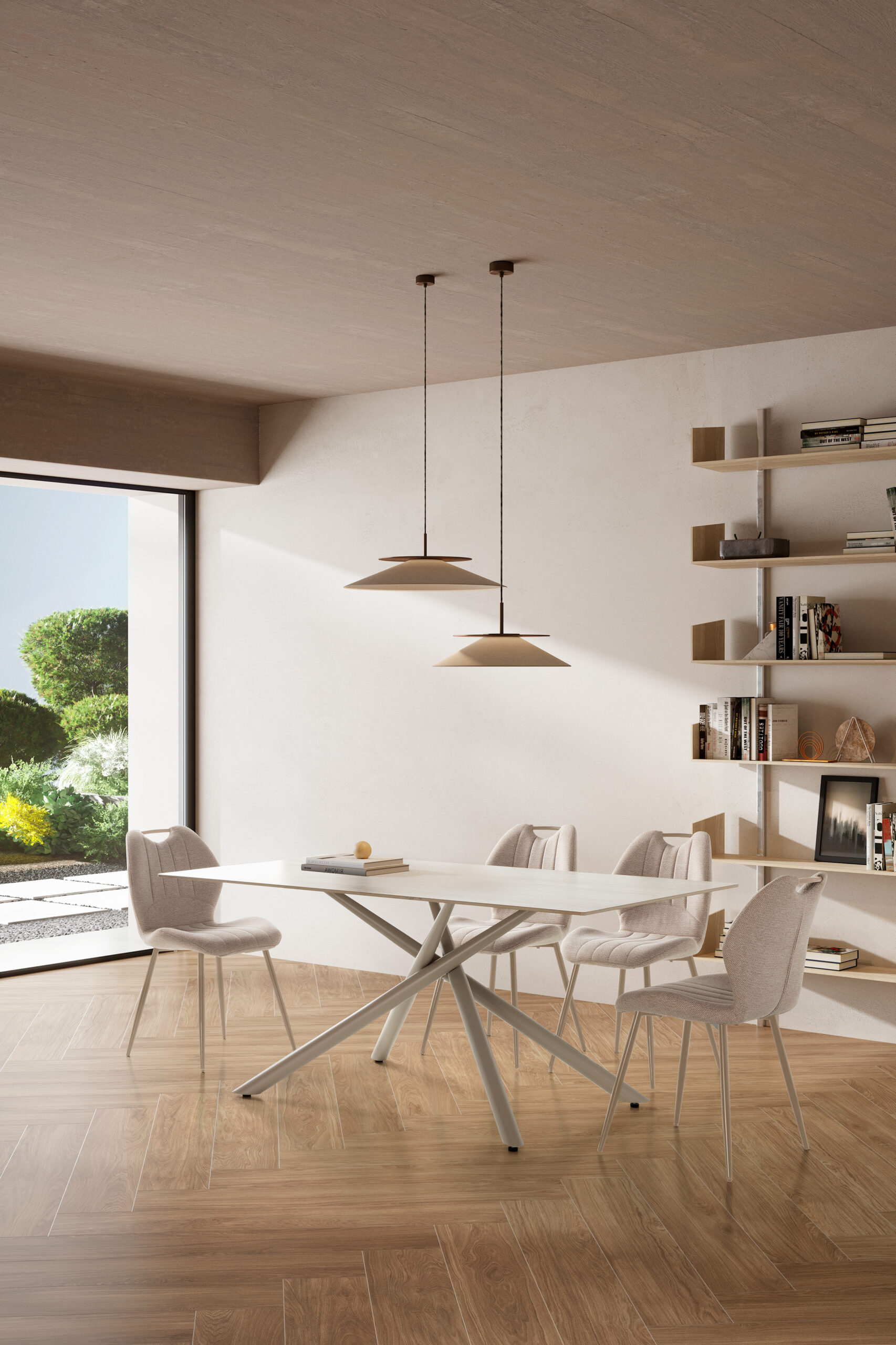 MESA RECT. TORI 180CM CERAMICA BEIGE PIE CREMA - Imagen 2