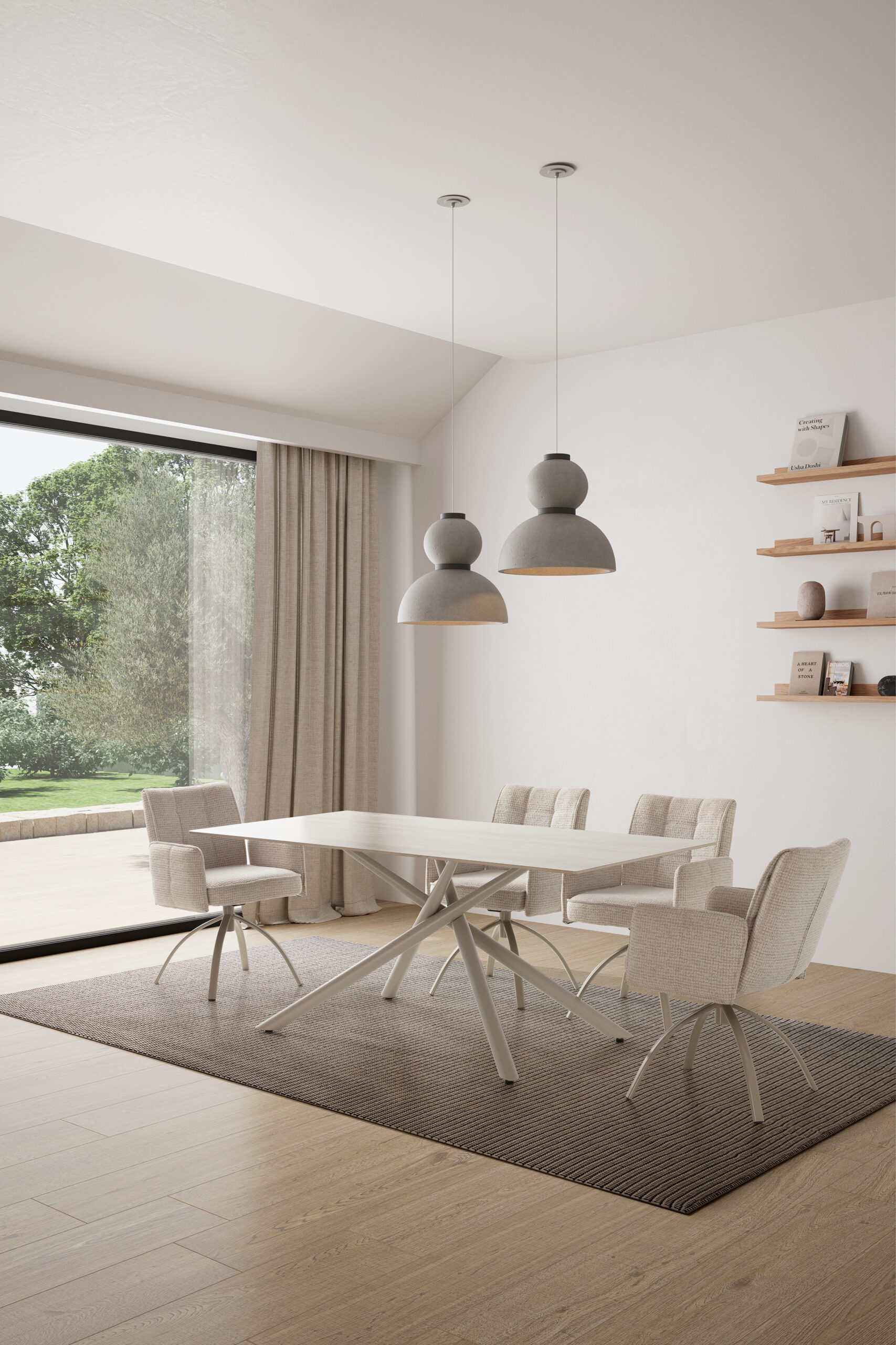 MESA RECT. TORI 180CM CERAMICA BEIGE PIE CREMA - Imagen 3