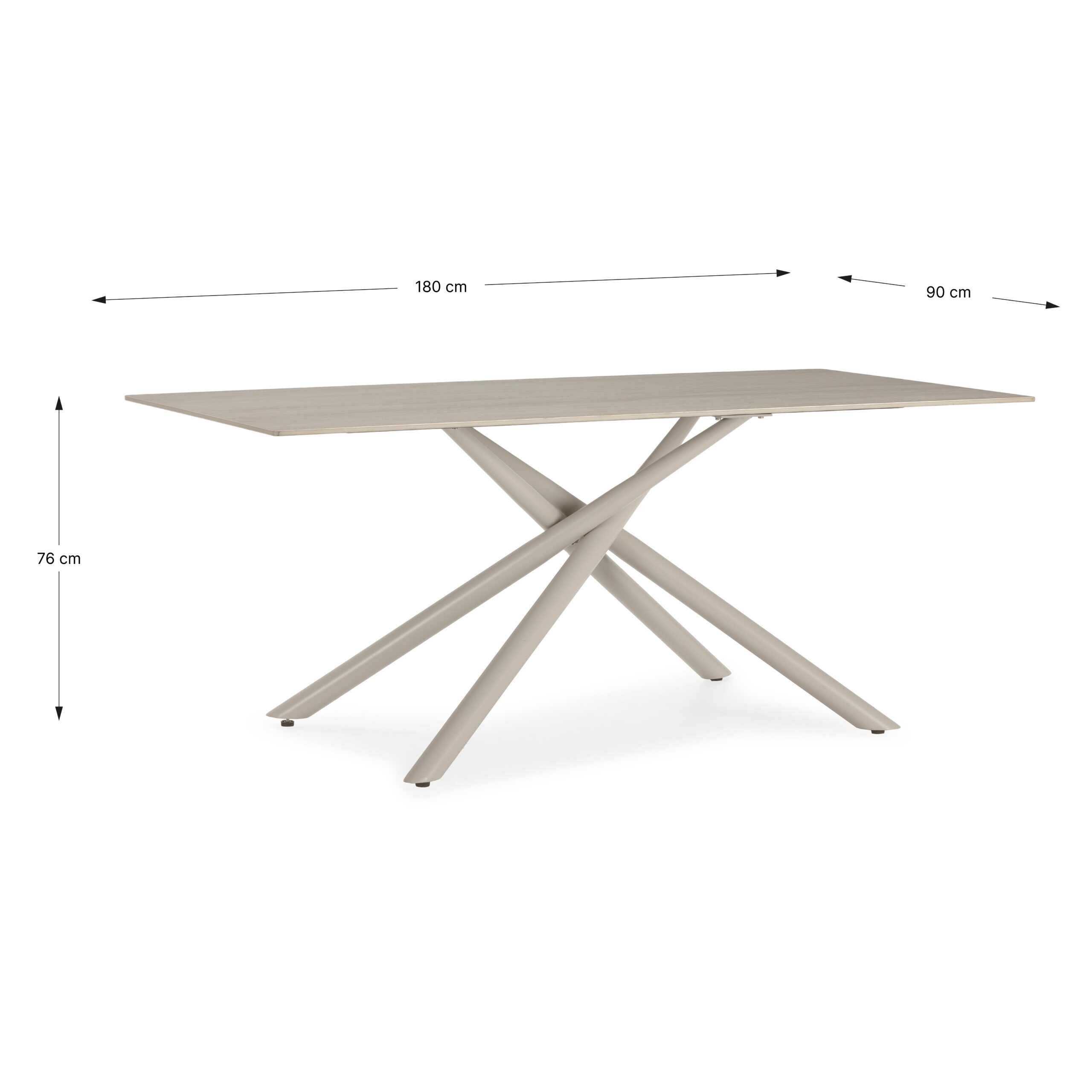 MESA RECT. TORI 180CM CERAMICA BEIGE PIE CREMA - Imagen 4
