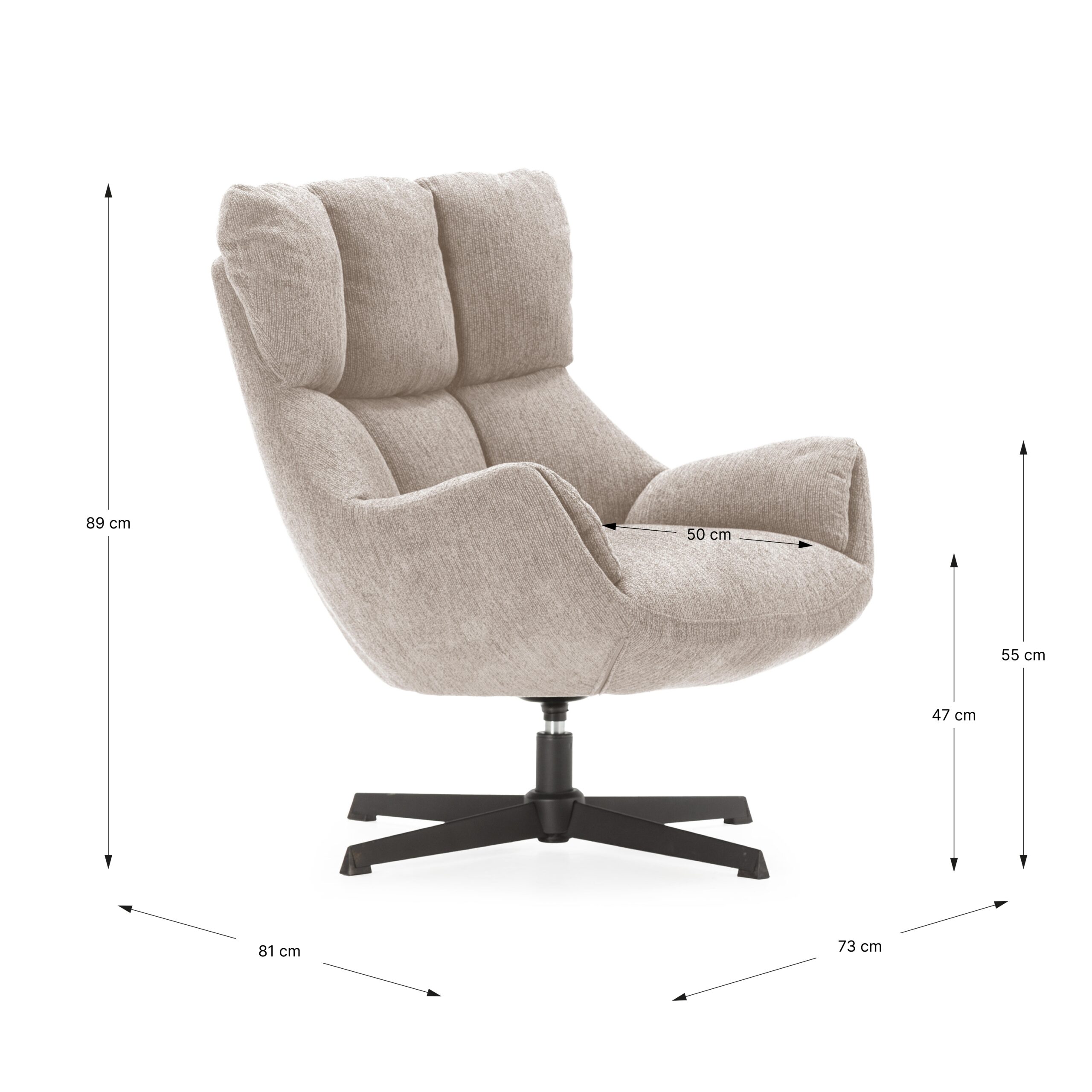 SILLON ODETTE CREMA PATA METAL - Imagen 3