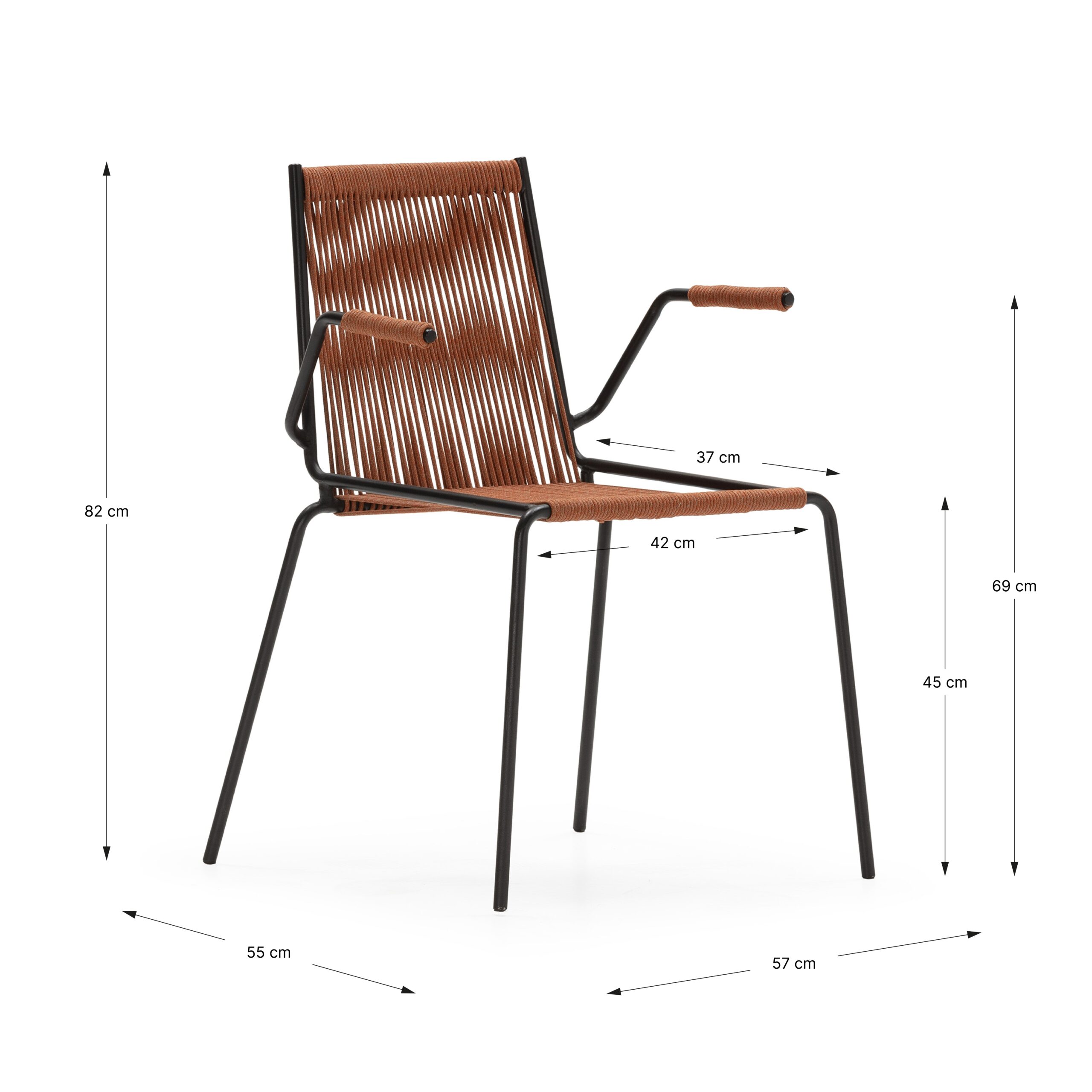 SILLA C/REPOSABRAZOS EMILY TERRACOTA PATA MET.2P/C - Imagen 4