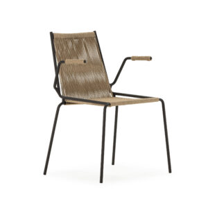 SILLA C/REPOSABRAZOS EMILY CREMA PATA MET.2P/C