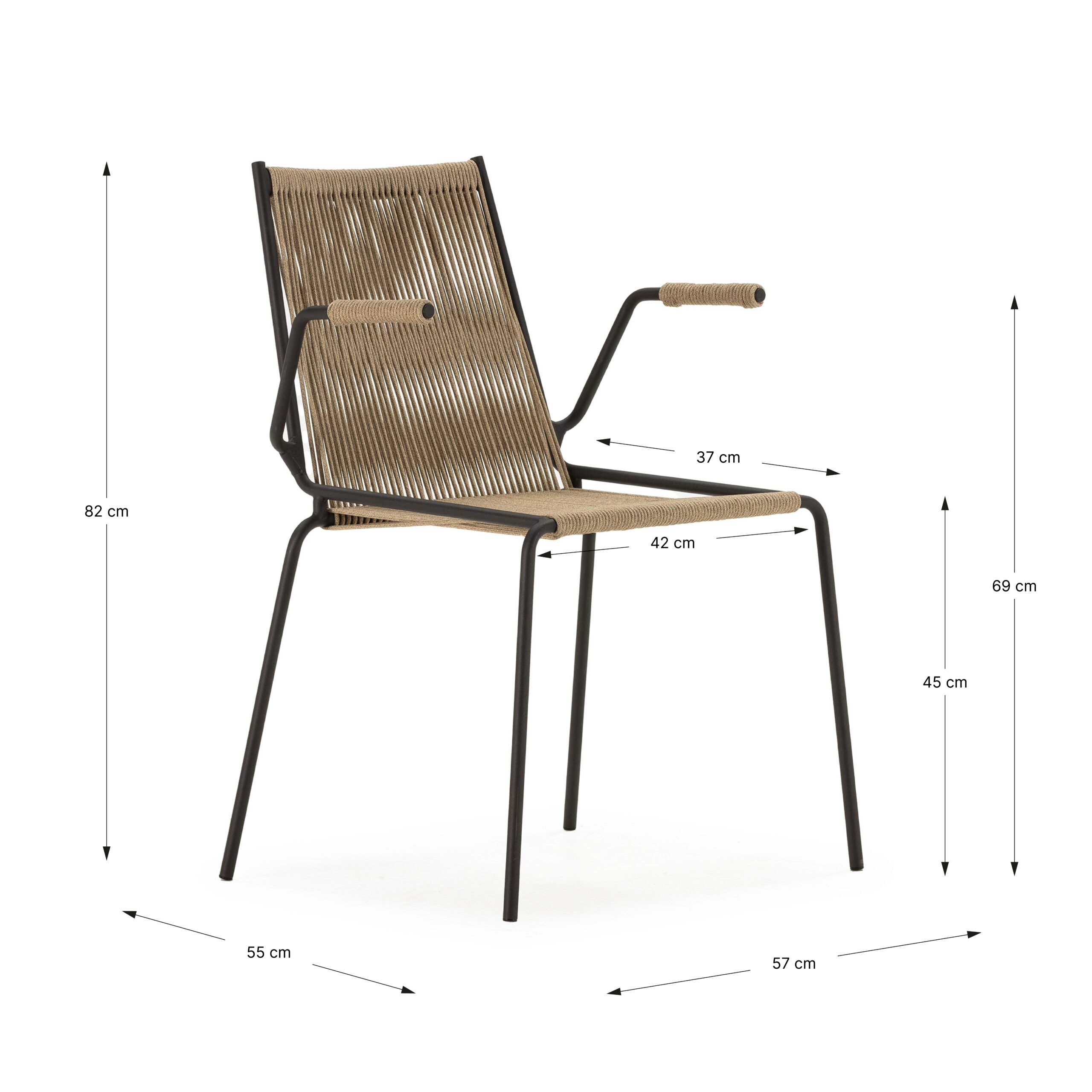 SILLA C/REPOSABRAZOS EMILY CREMA PATA MET.2P/C - Imagen 4