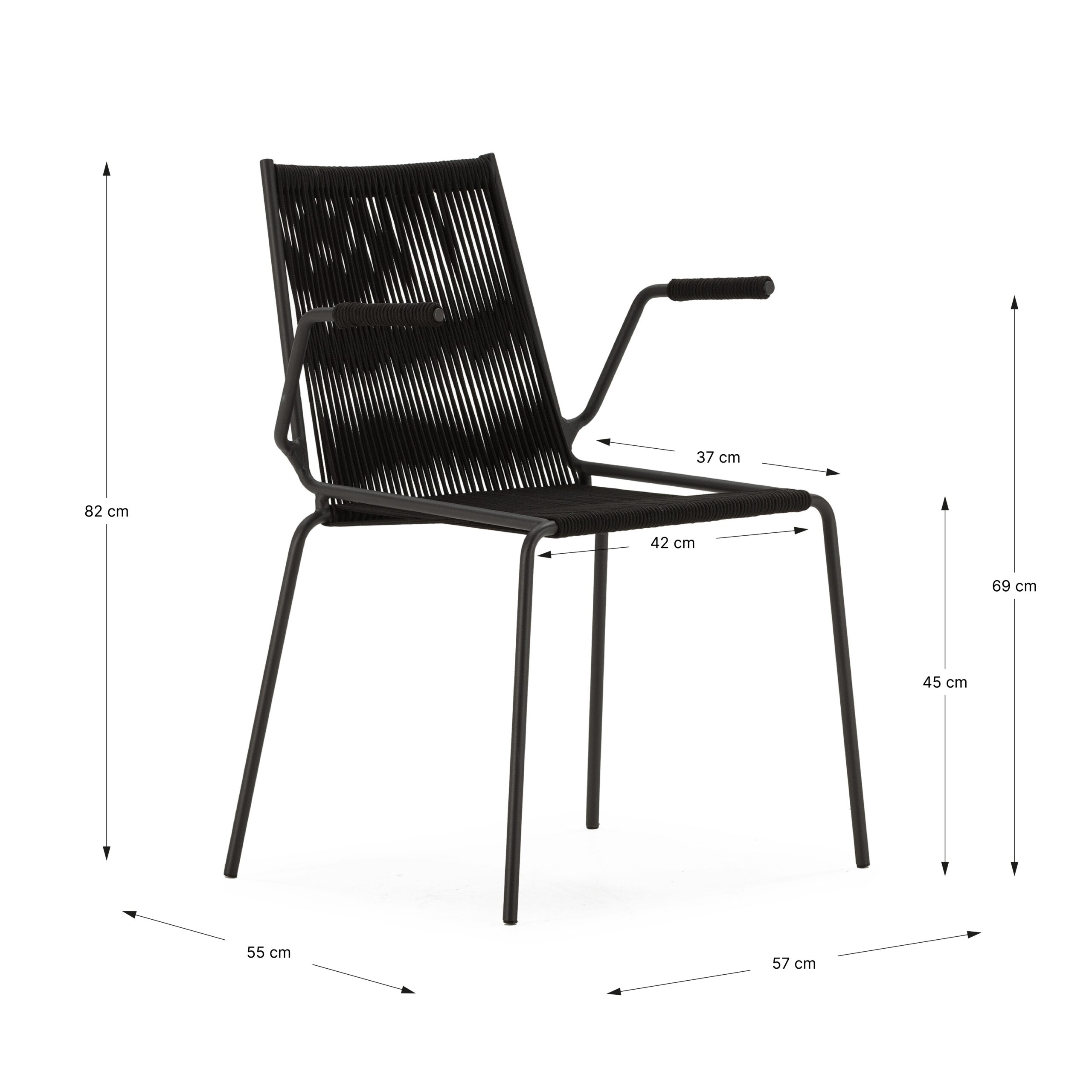 SILLA C/REPOSABRAZOS EMILY NEGRO PATA MET.2P/C - Imagen 4