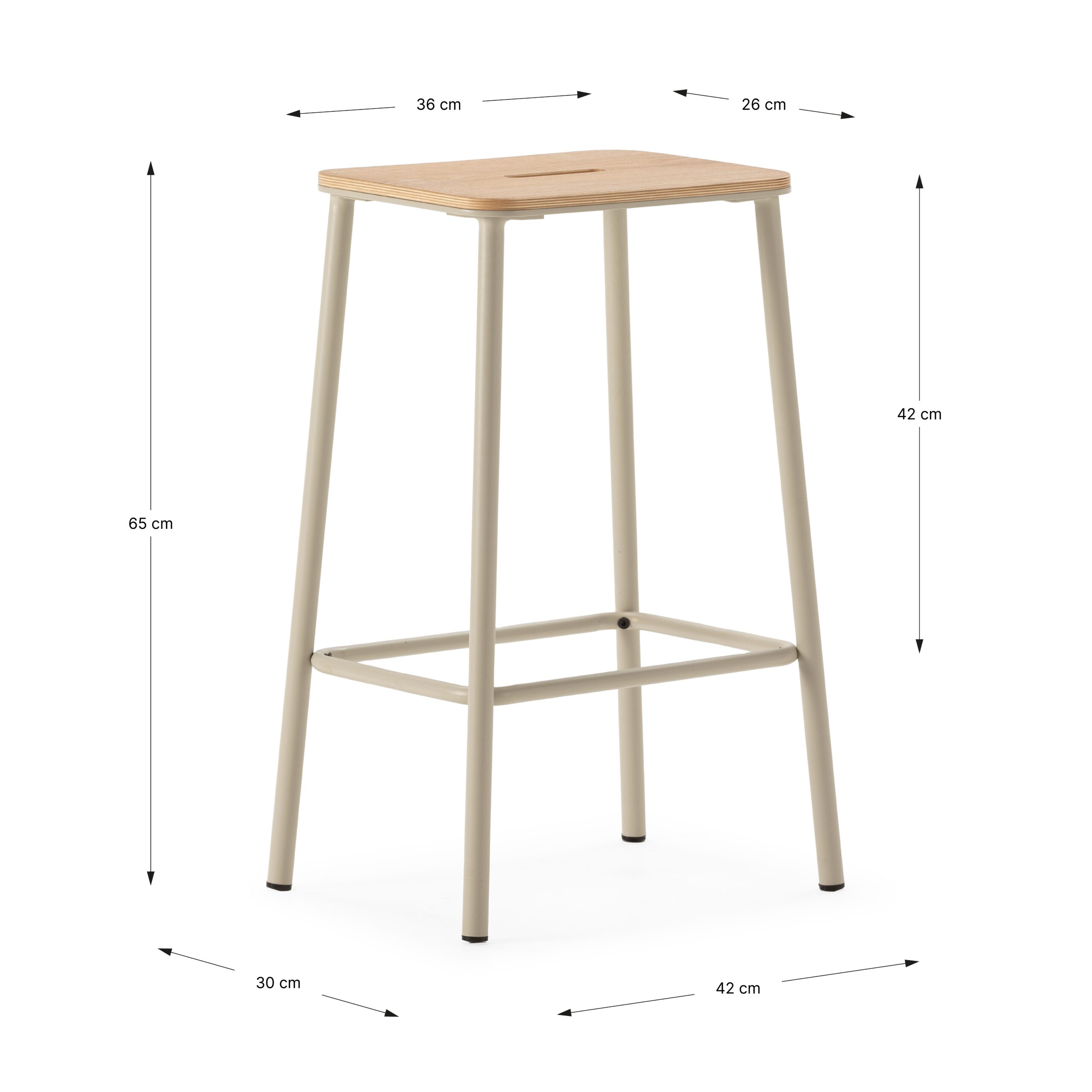 TABURETE ABBA ROBLE/PATA BEIGE 2P/CAJA - Imagen 3