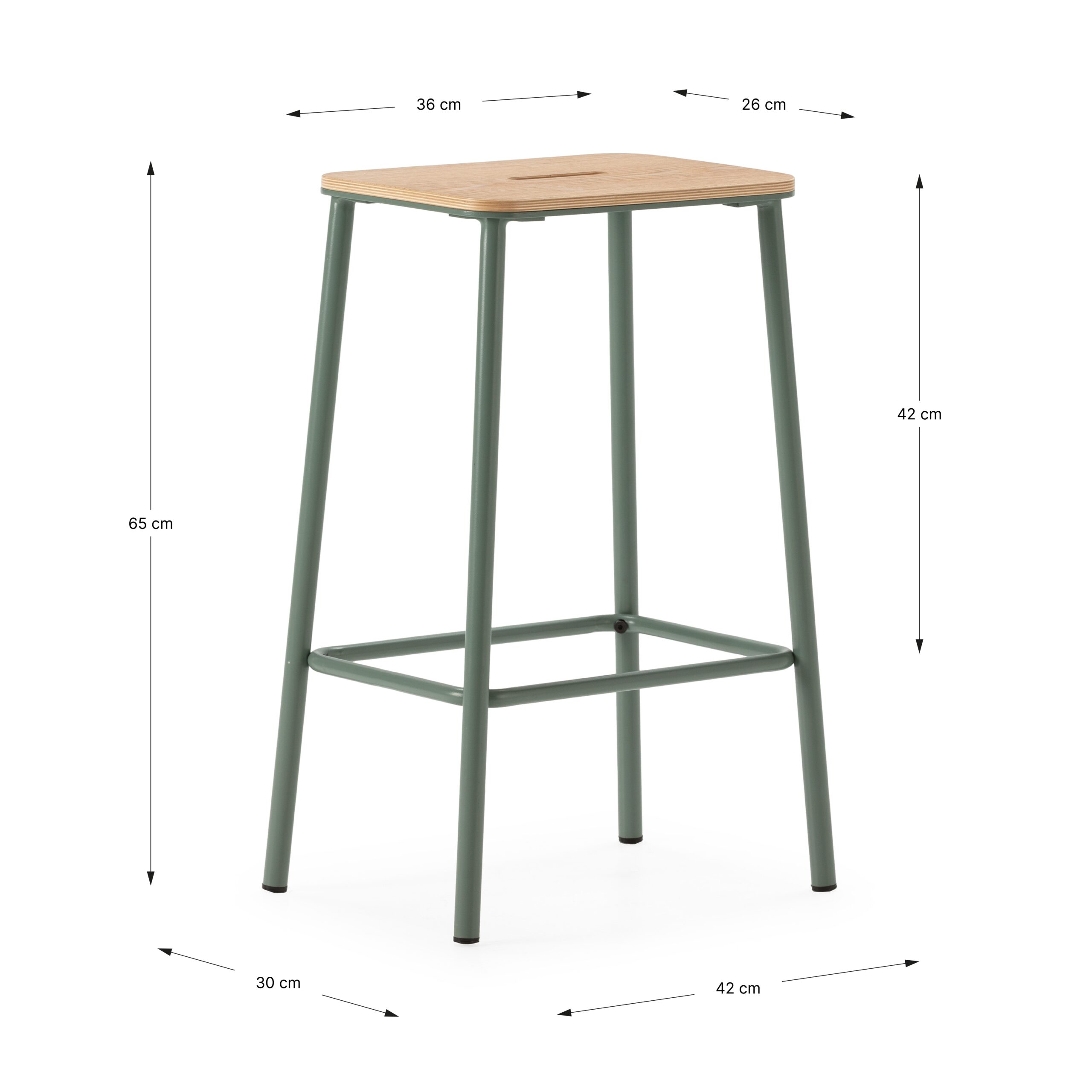 TABURETE ABBA ROBLE/PATA AGUAMARINA 2P/CAJA - Imagen 3