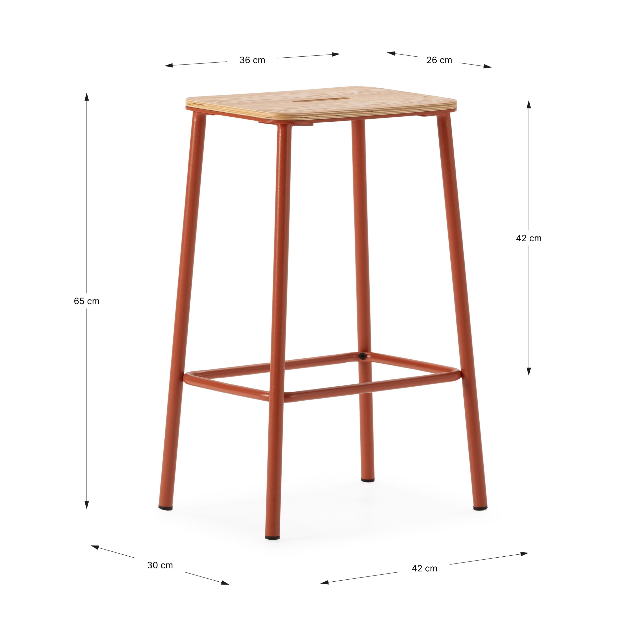 TABURETE ABBA ROBLE/PATA TEJA 2P/CAJA - Imagen 3