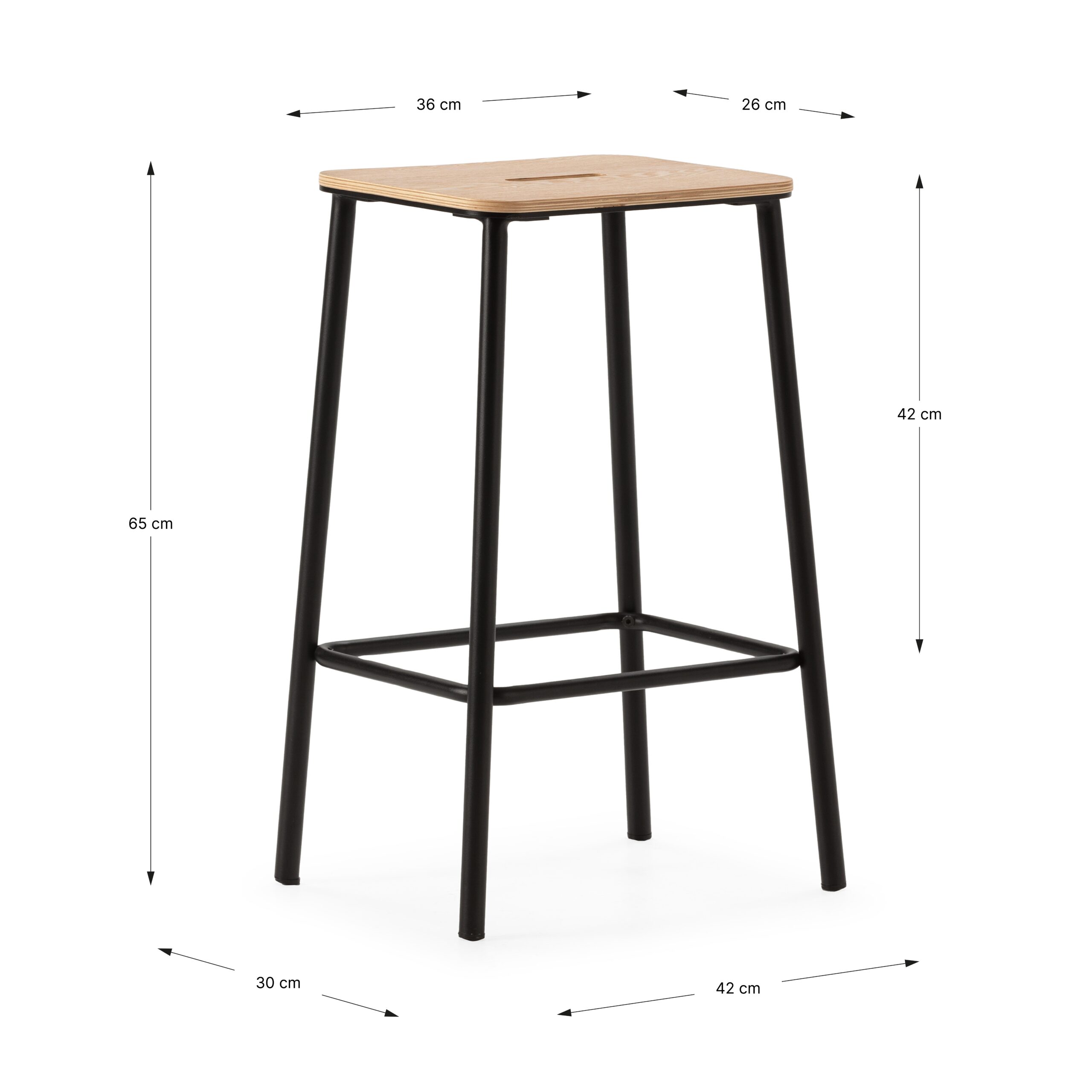 TABURETE ABBA ROBLE/PATA NEGRO 2P/CAJA - Imagen 3