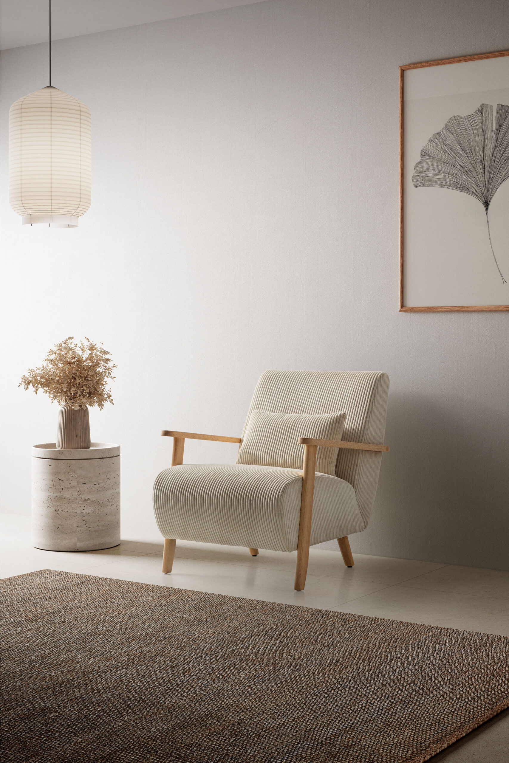 SILLON BONNIE BEIGE BRAZO/PIE MADERA - Imagen 2