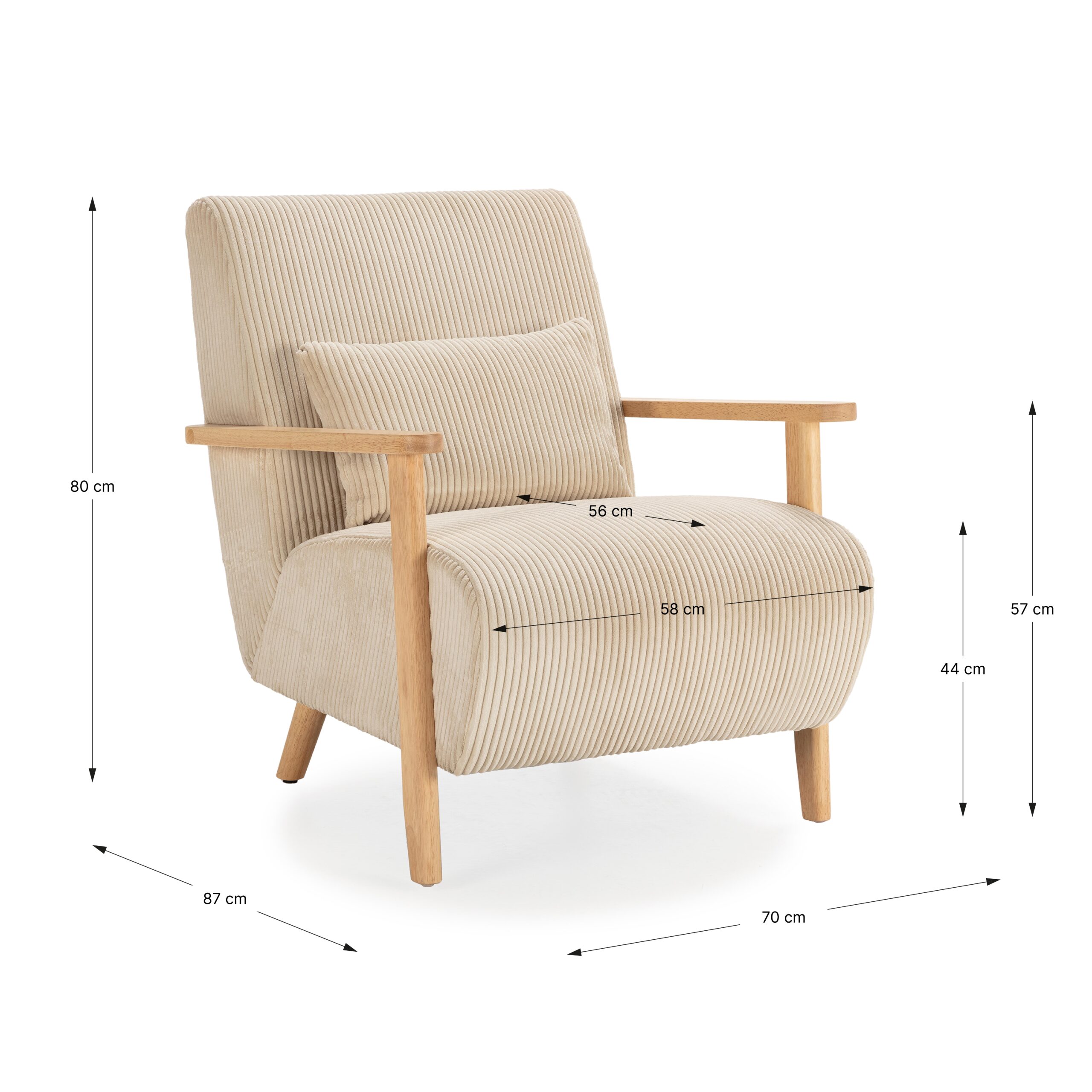 SILLON BONNIE BEIGE BRAZO/PIE MADERA - Imagen 4