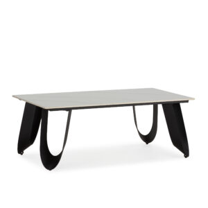MESA CENTRO RECT. AILA 120CM CERÁM.BL PIE NEGRO