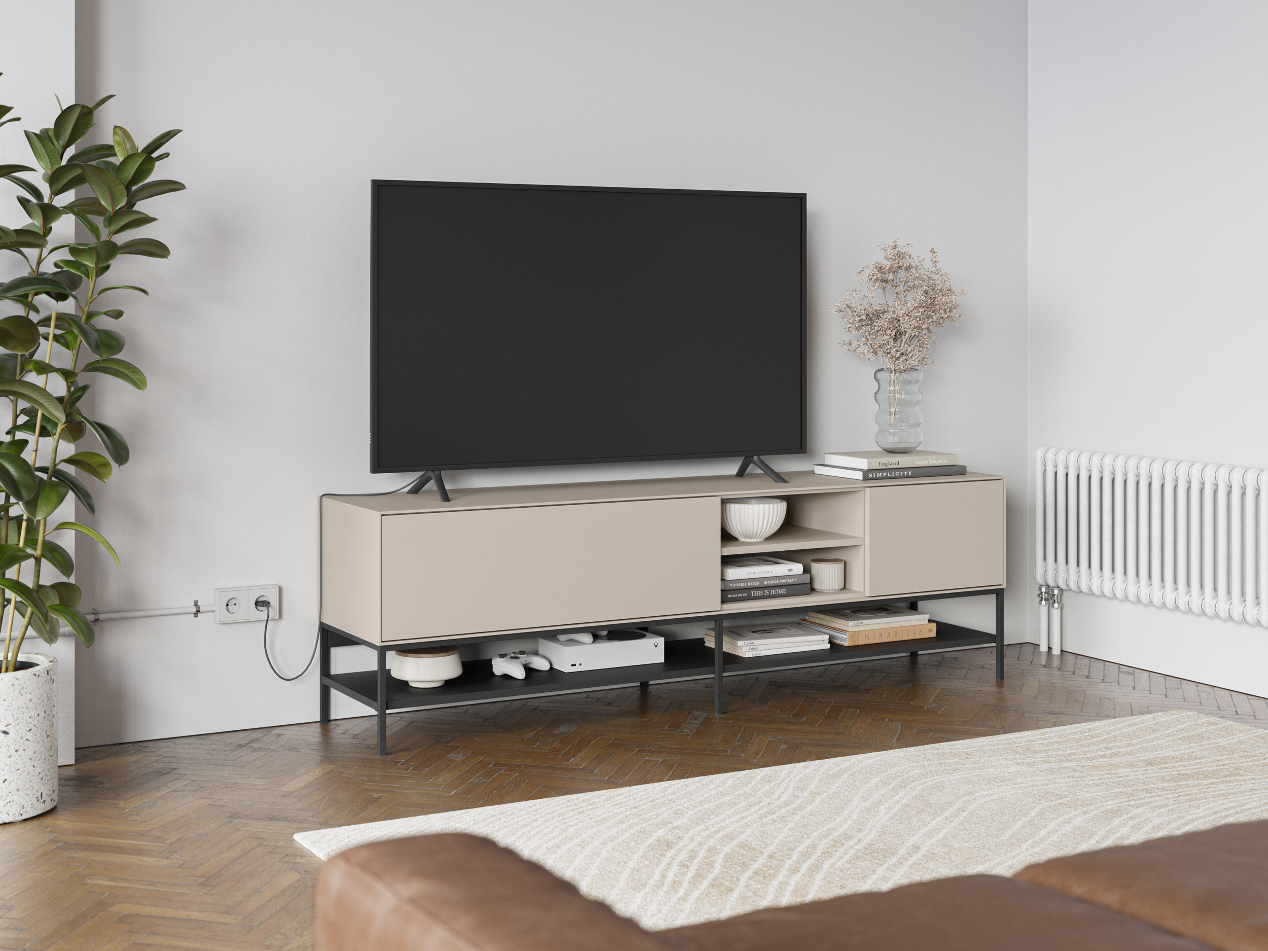 MUEBLE TV AMIRA 2P2H 180CM CREMA/NEGRO - Imagen 4