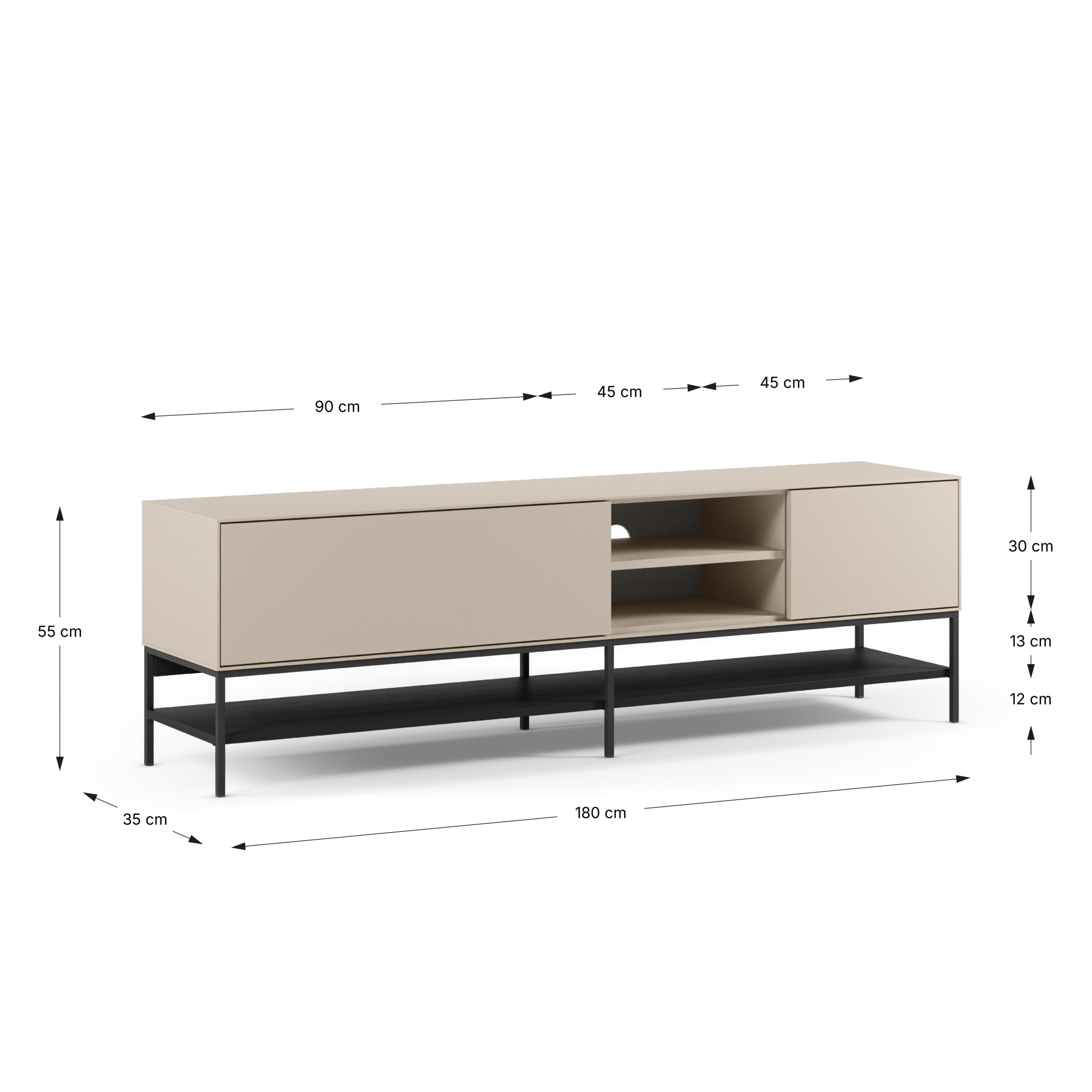 MUEBLE TV AMIRA 2P2H 180CM CREMA/NEGRO - Imagen 5