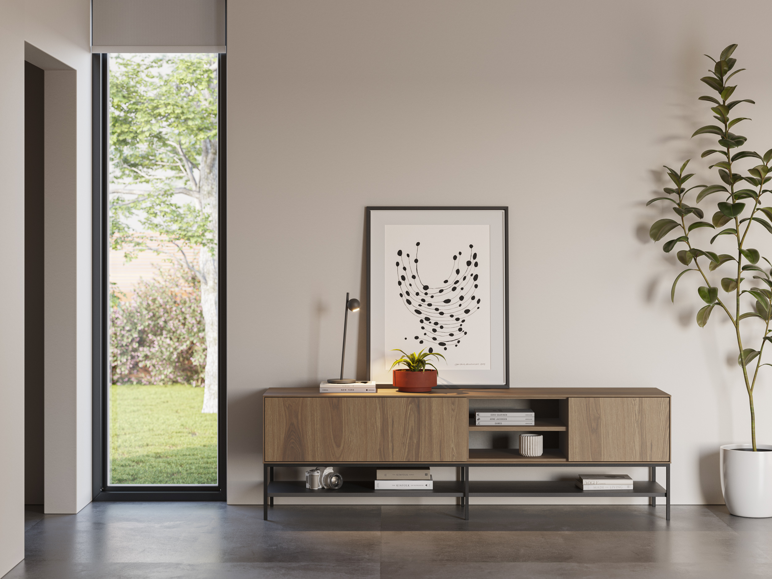 MUEBLE TV AMIRA 2P2H 180CM ROBLE-UD/NEGRO - Imagen 4