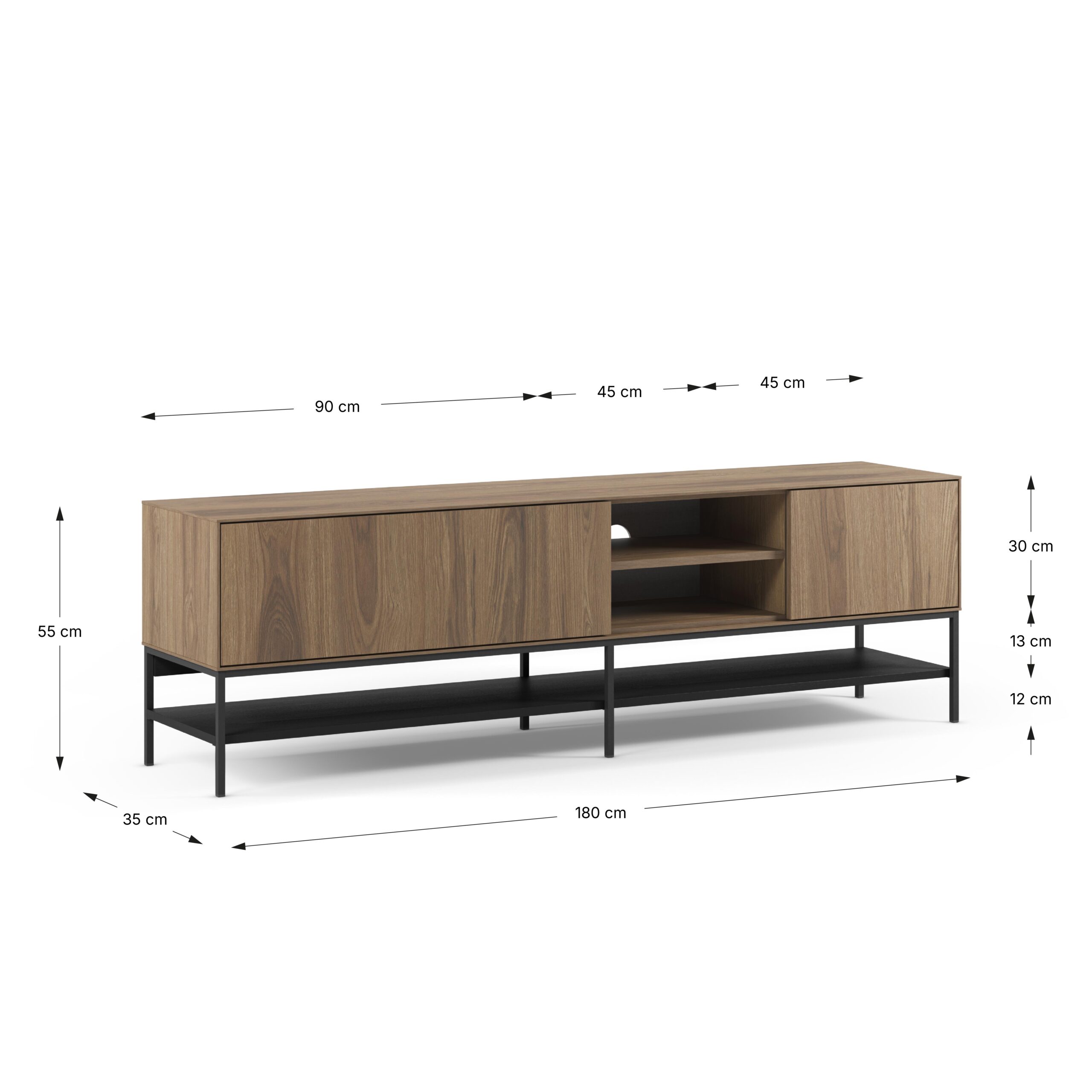 MUEBLE TV AMIRA 2P2H 180CM ROBLE-UD/NEGRO - Imagen 5