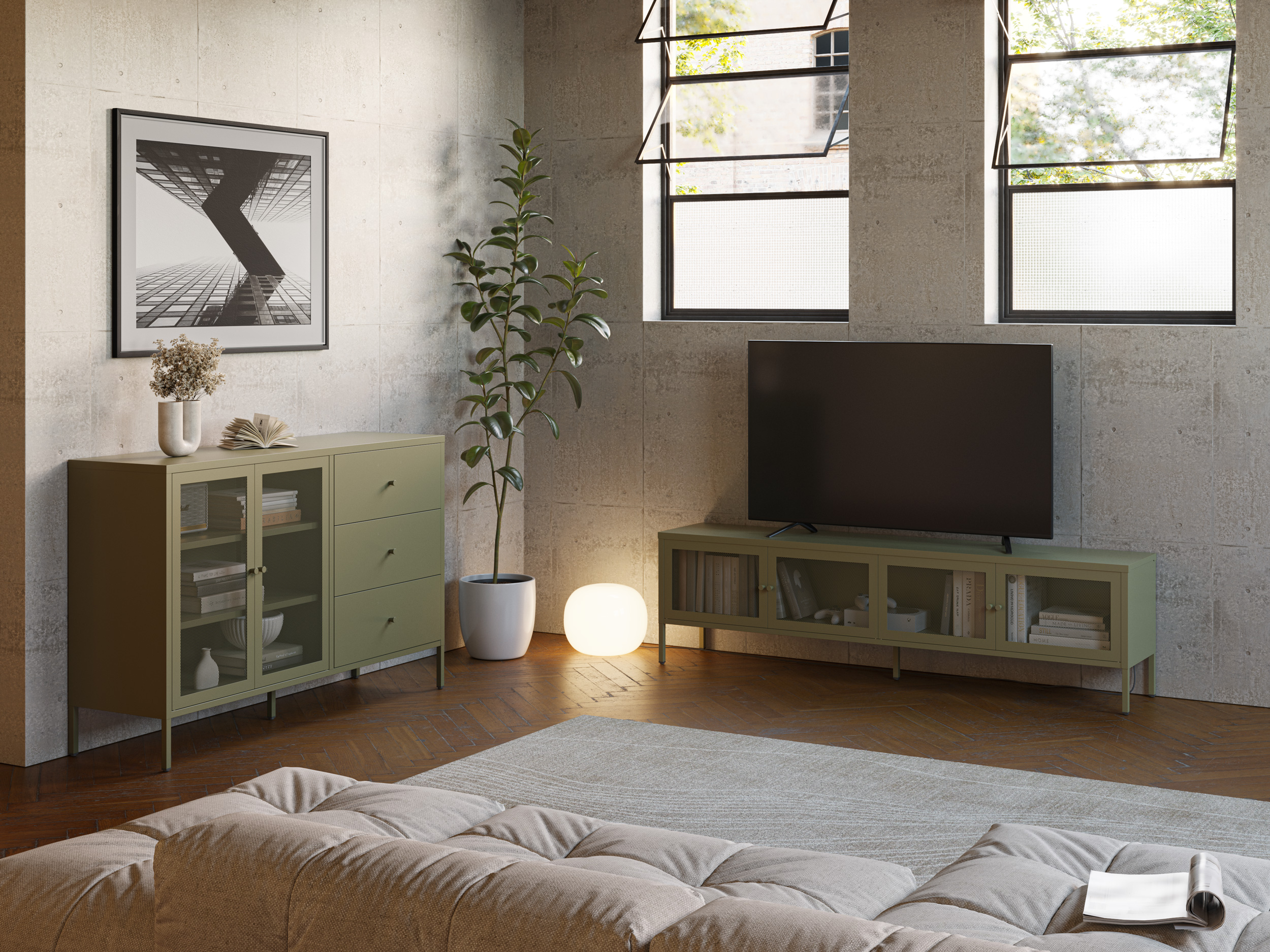 MUEBLE TV FAYNA 4P 160CM VERDE - Imagen 3